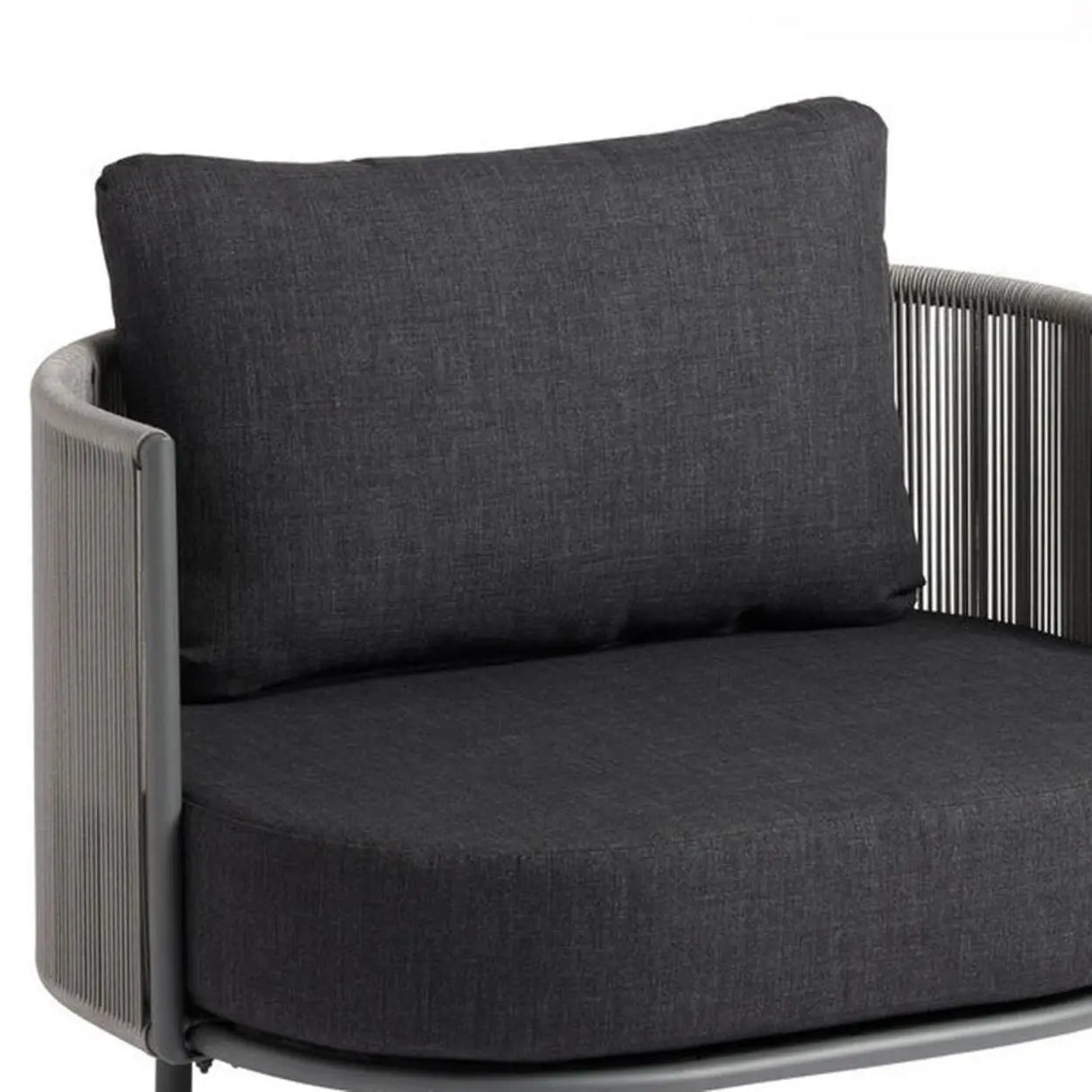 Modern UV Resistant Curved Metal Frame Black Patio Sofa Set Image - 5