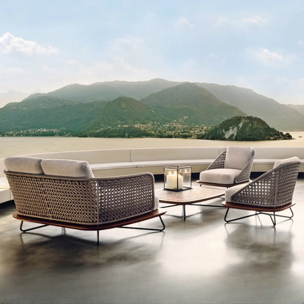 Modern UV Resistant Wicker Grey Patio Conversation Set Image - 15