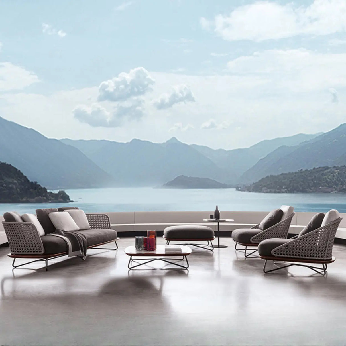 Modern UV Resistant Wicker Grey Patio Conversation Set Image - 16