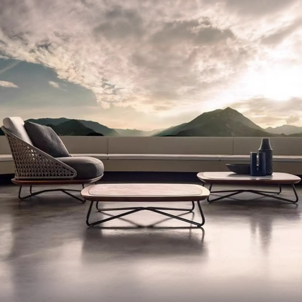 Modern UV Resistant Wicker Grey Patio Conversation Set Image - 1