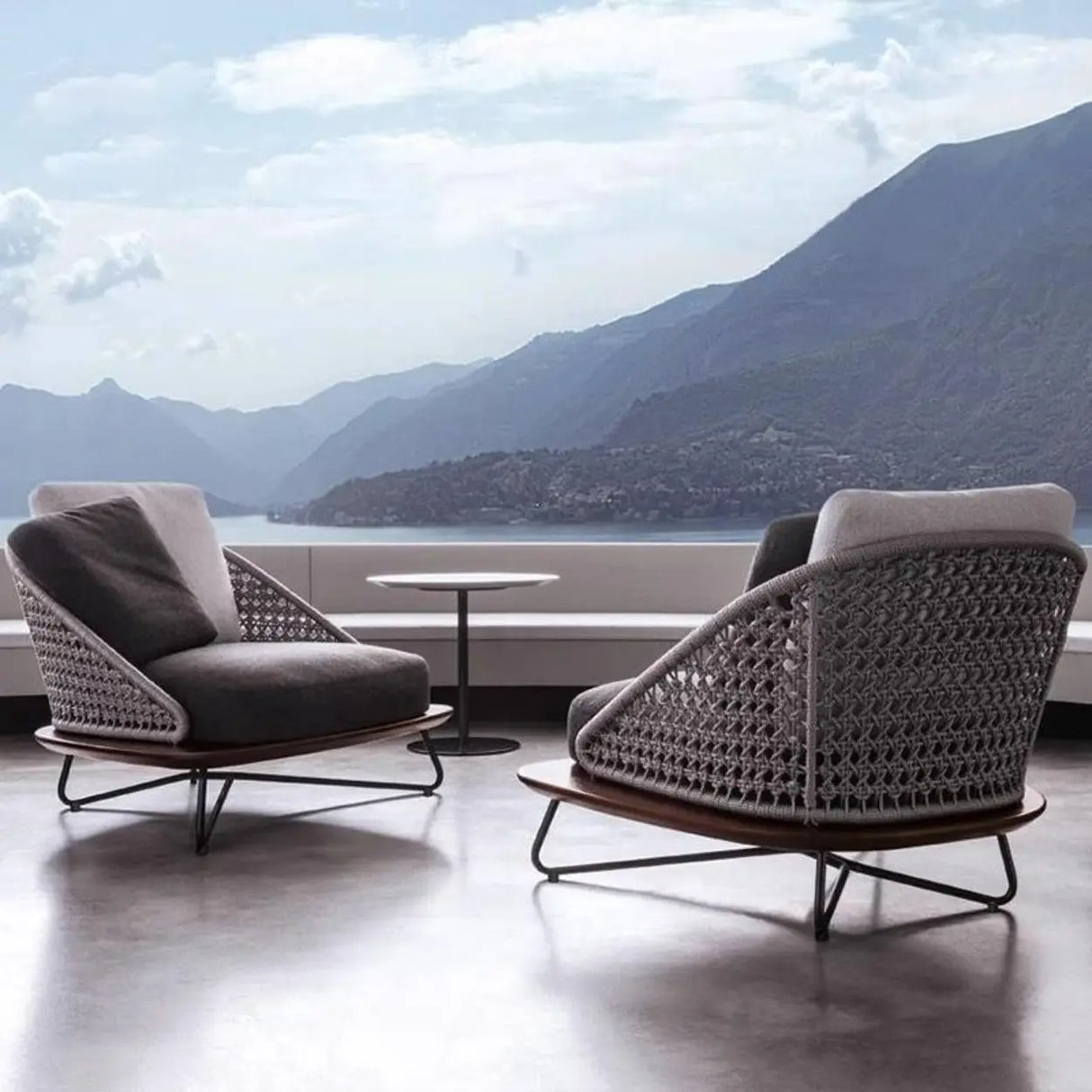 Modern UV Resistant Wicker Grey Patio Conversation Set Image - 2