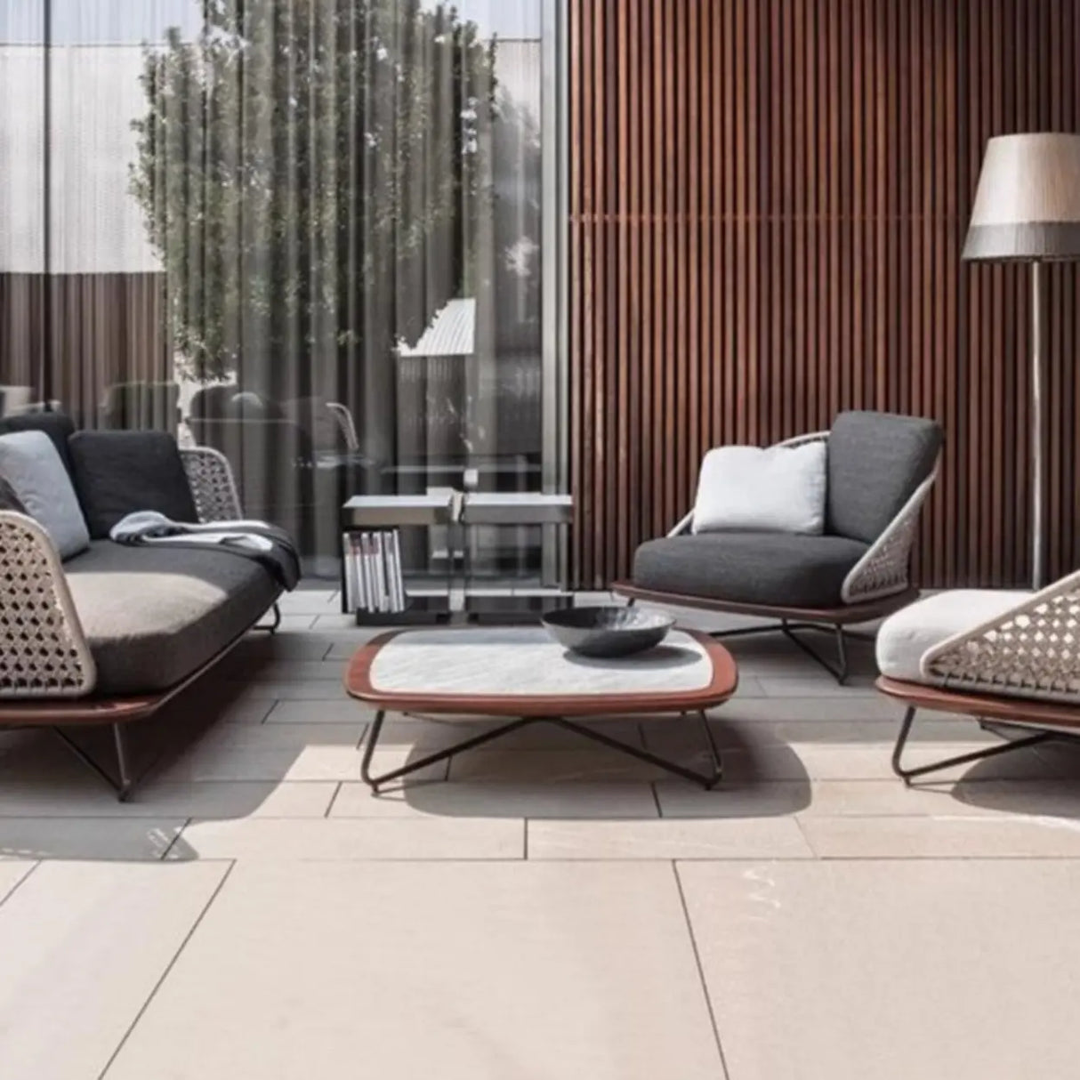 Modern UV Resistant Wicker Grey Patio Conversation Set Image - 4