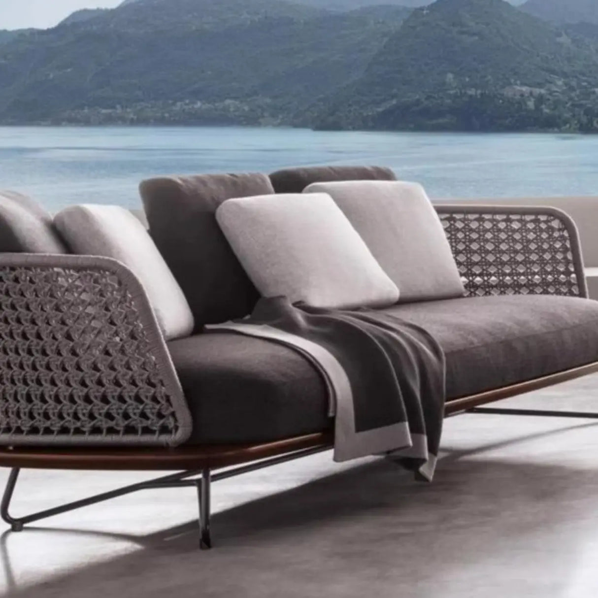 Modern UV Resistant Wicker Grey Patio Conversation Set Image - 6