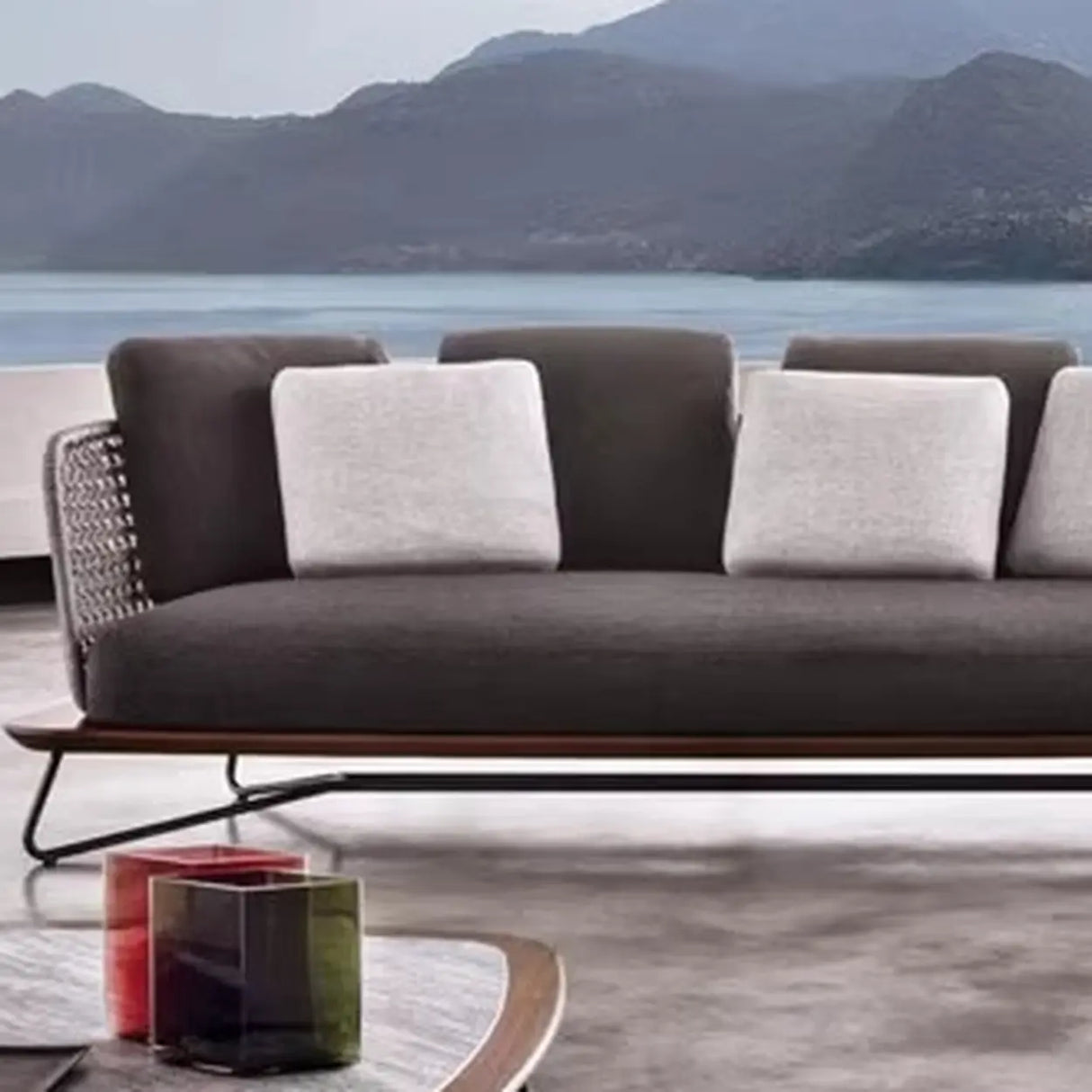 Modern UV Resistant Wicker Grey Patio Conversation Set Image - 8