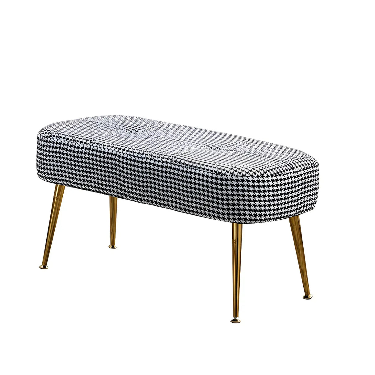 Modern Velvet Ottoman Bench with Gold Metal Legs, Set of 3 Image - 9