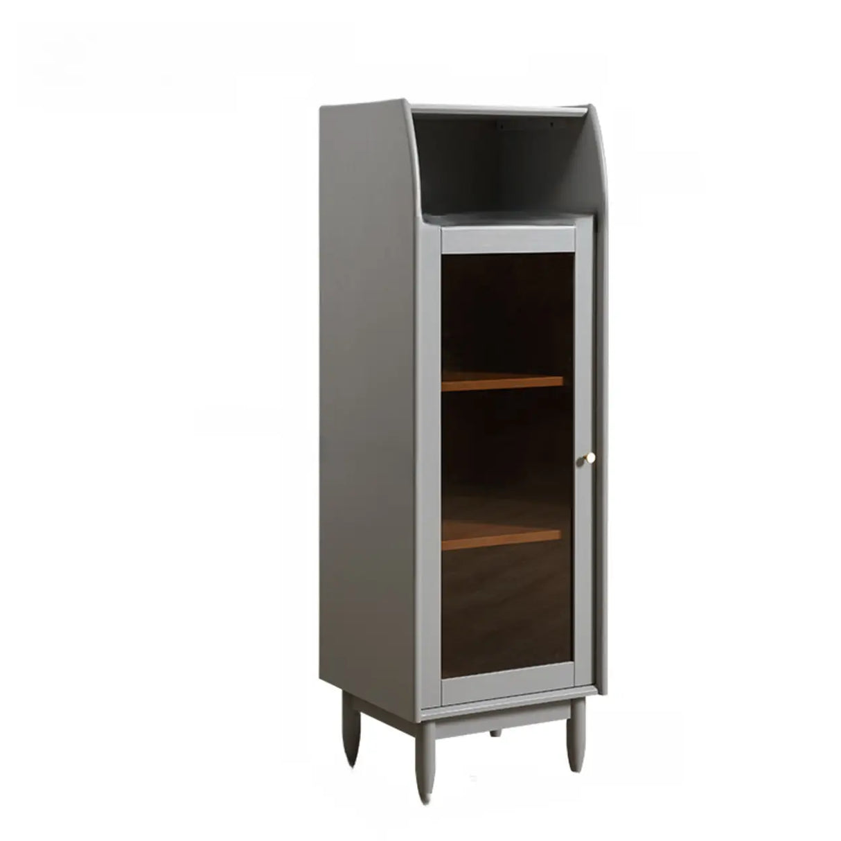 Modern Vertical Gray Wood Rectangle Closed Bookcase Image - 5
