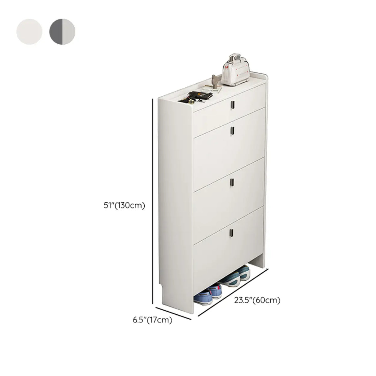 Modern Vertical MDF Hallway White Large Shoe Storage Unit Image - 13