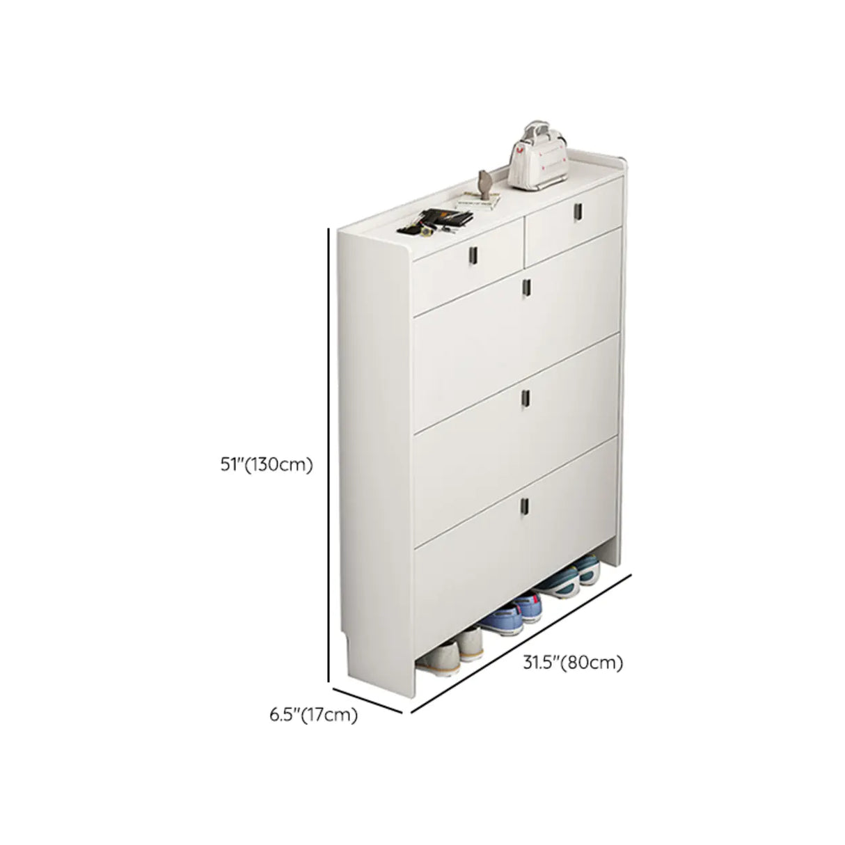 Modern Vertical MDF Hallway White Large Shoe Storage Unit Image - 15