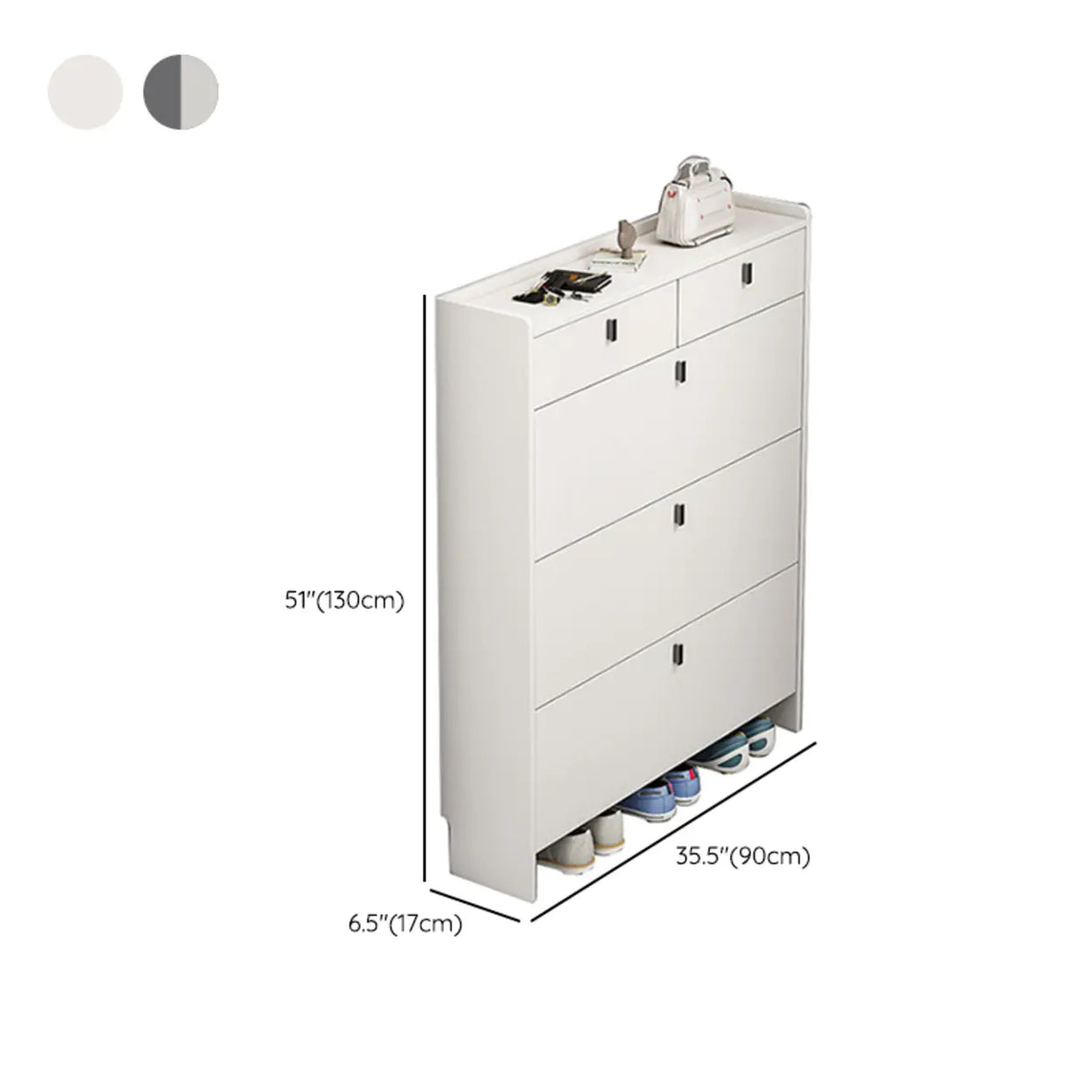 Modern Vertical MDF Hallway White Large Shoe Storage Unit Image - 16