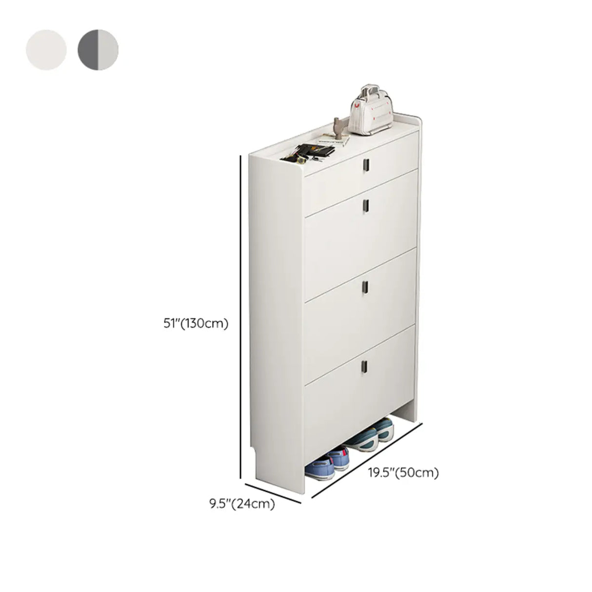 Modern Vertical MDF Hallway White Large Shoe Storage Unit Image - 18