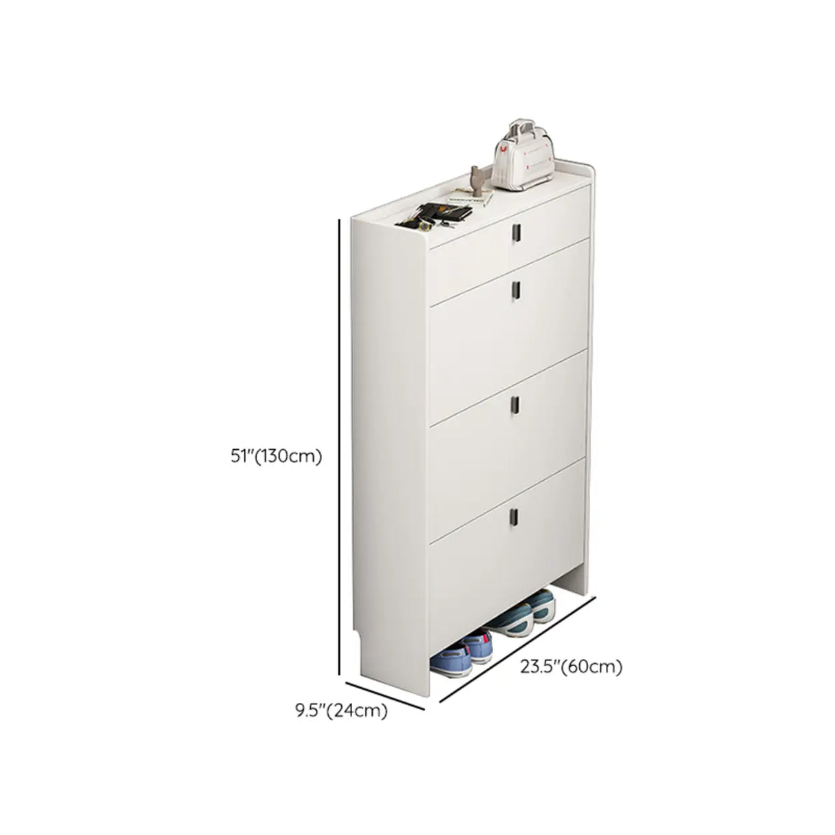 Modern Vertical MDF Hallway White Large Shoe Storage Unit Image - 19