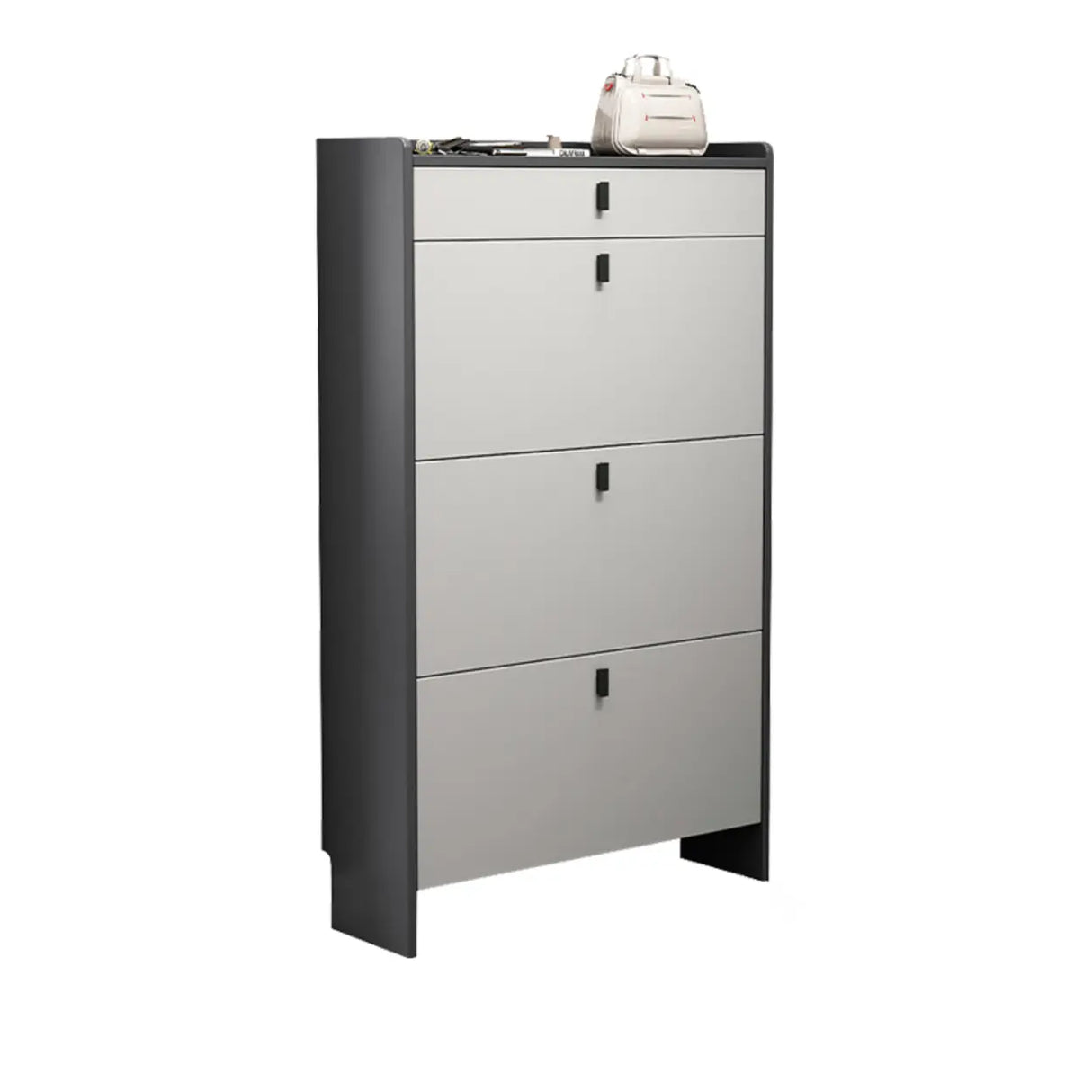 Modern Vertical MDF Hallway White Large Shoe Storage Unit Image - 5