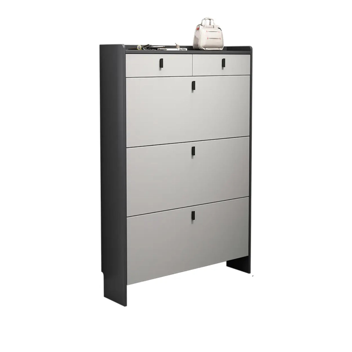 Modern Vertical MDF Hallway White Large Shoe Storage Unit Image - 7