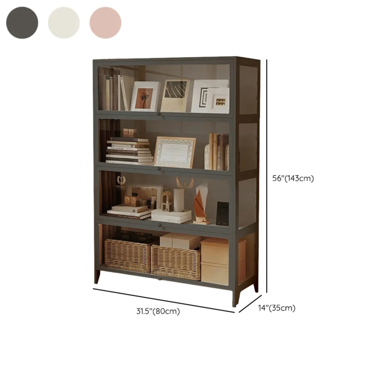 Modern Vertical Metal Standard Barrister Bookcase Large Image - 15