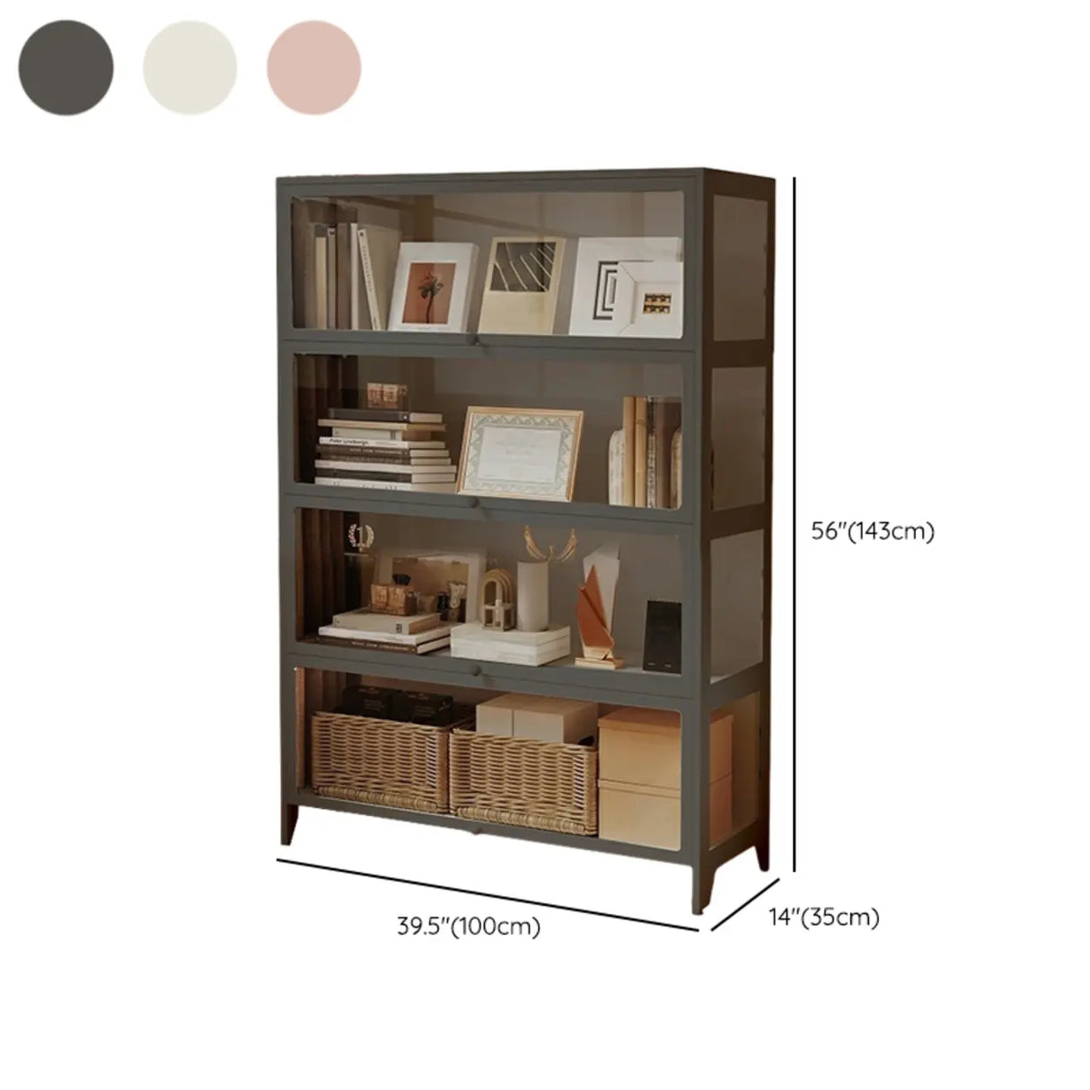 Modern Vertical Metal Standard Barrister Bookcase Large Image - 16