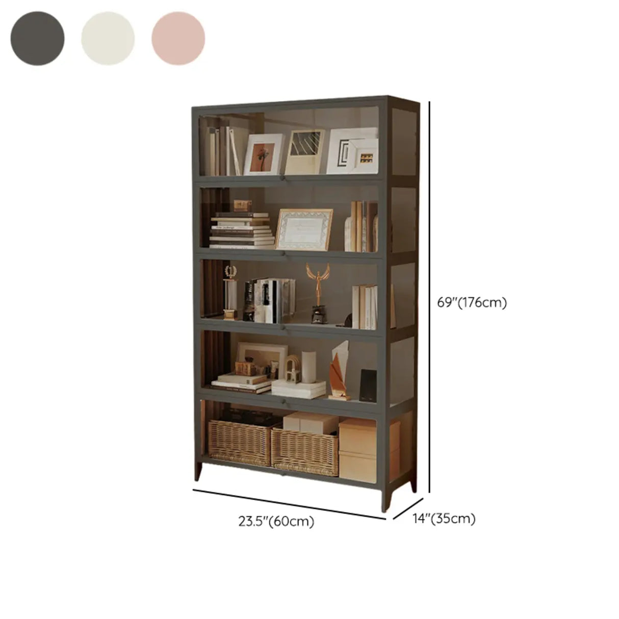 Modern Vertical Metal Standard Barrister Bookcase Large Image - 17