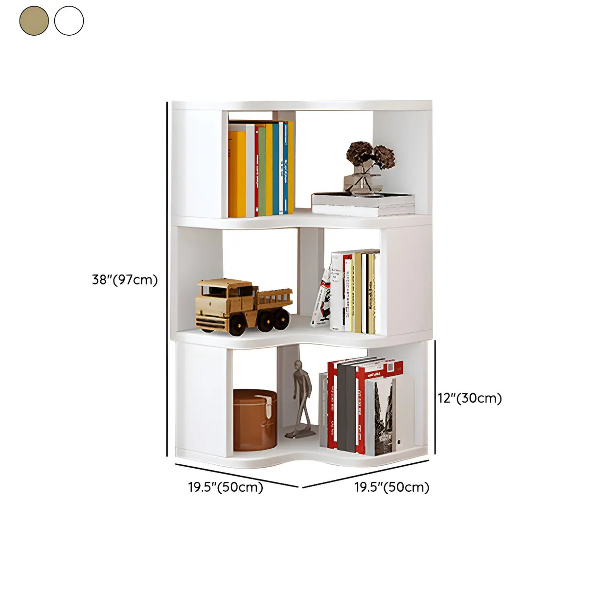 Modern Vertical Open Shelves Wood Corner Bookcase Image - 19