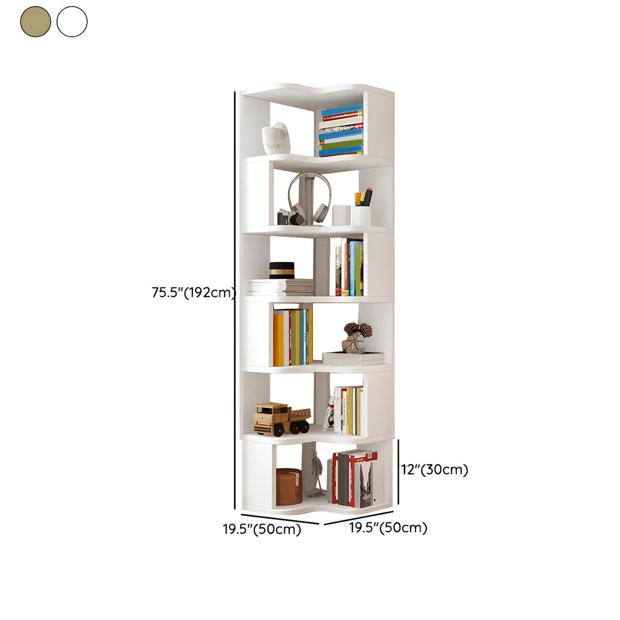 Modern Vertical Open Shelves Wood Corner Bookcase Image - 22