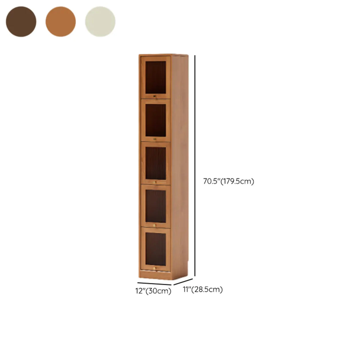 Modern Vertical Tall Brown Narrow Storage Bookcase
