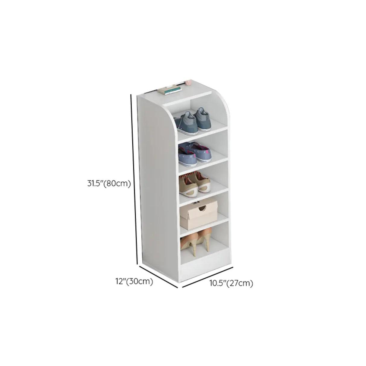 Modern Vertical Wood Hallway Gray 5-Tier Open Shoe Rack