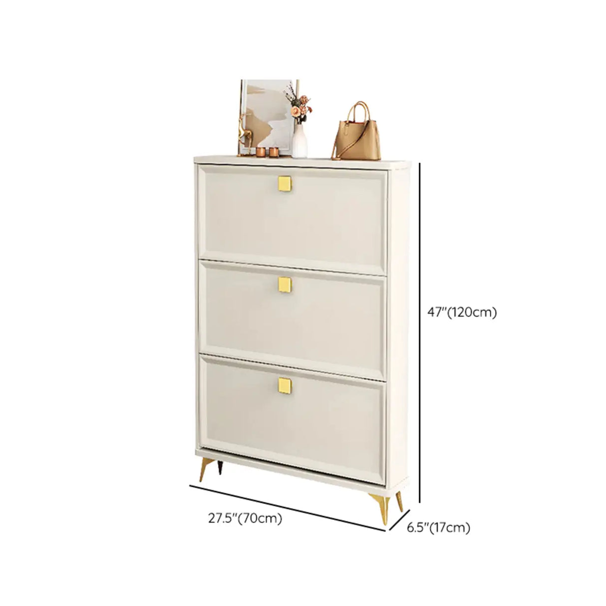 Modern Vertical Wood Hallway White Large Shoe Cabinet Image - 16