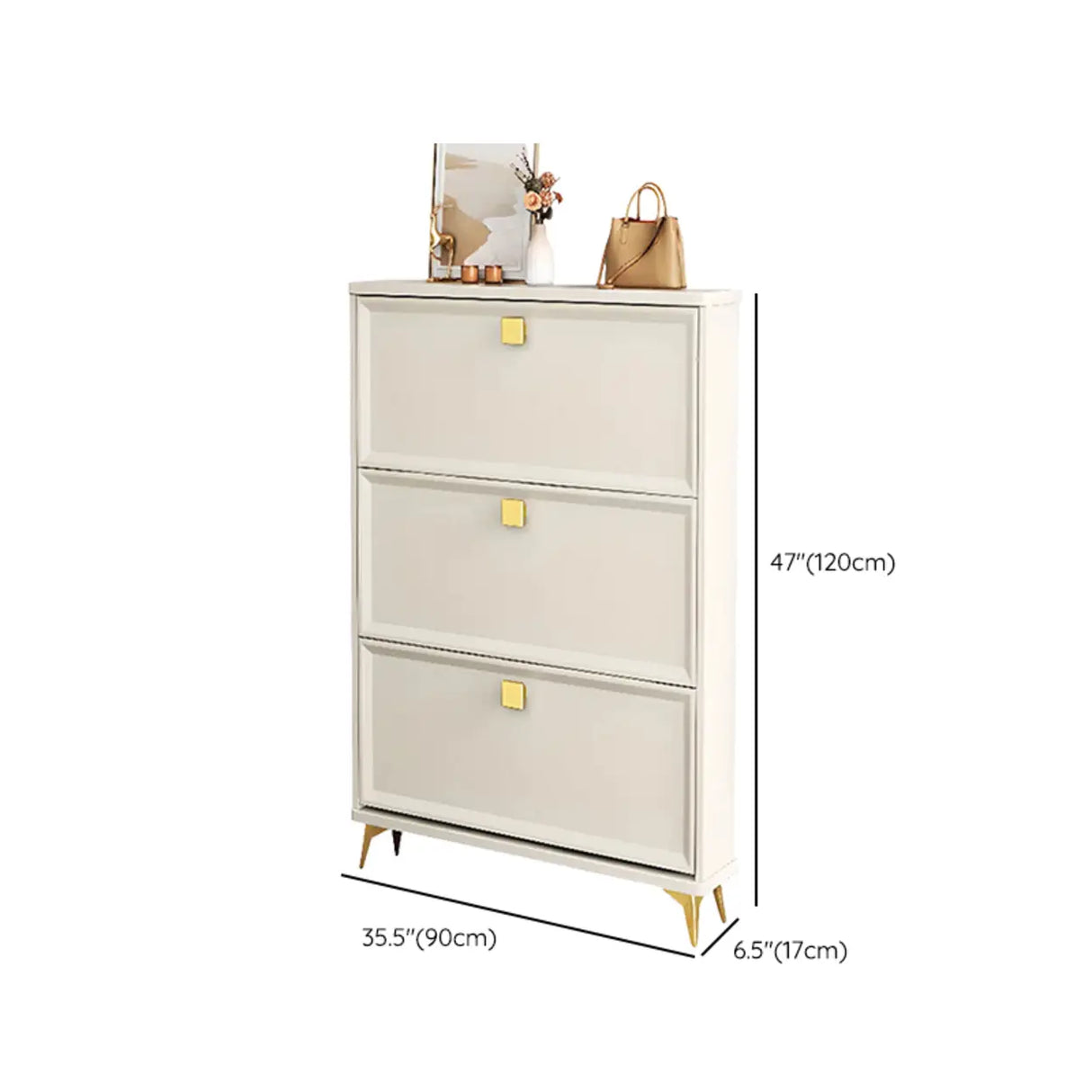 Modern Vertical Wood Hallway White Large Shoe Cabinet Image - 18