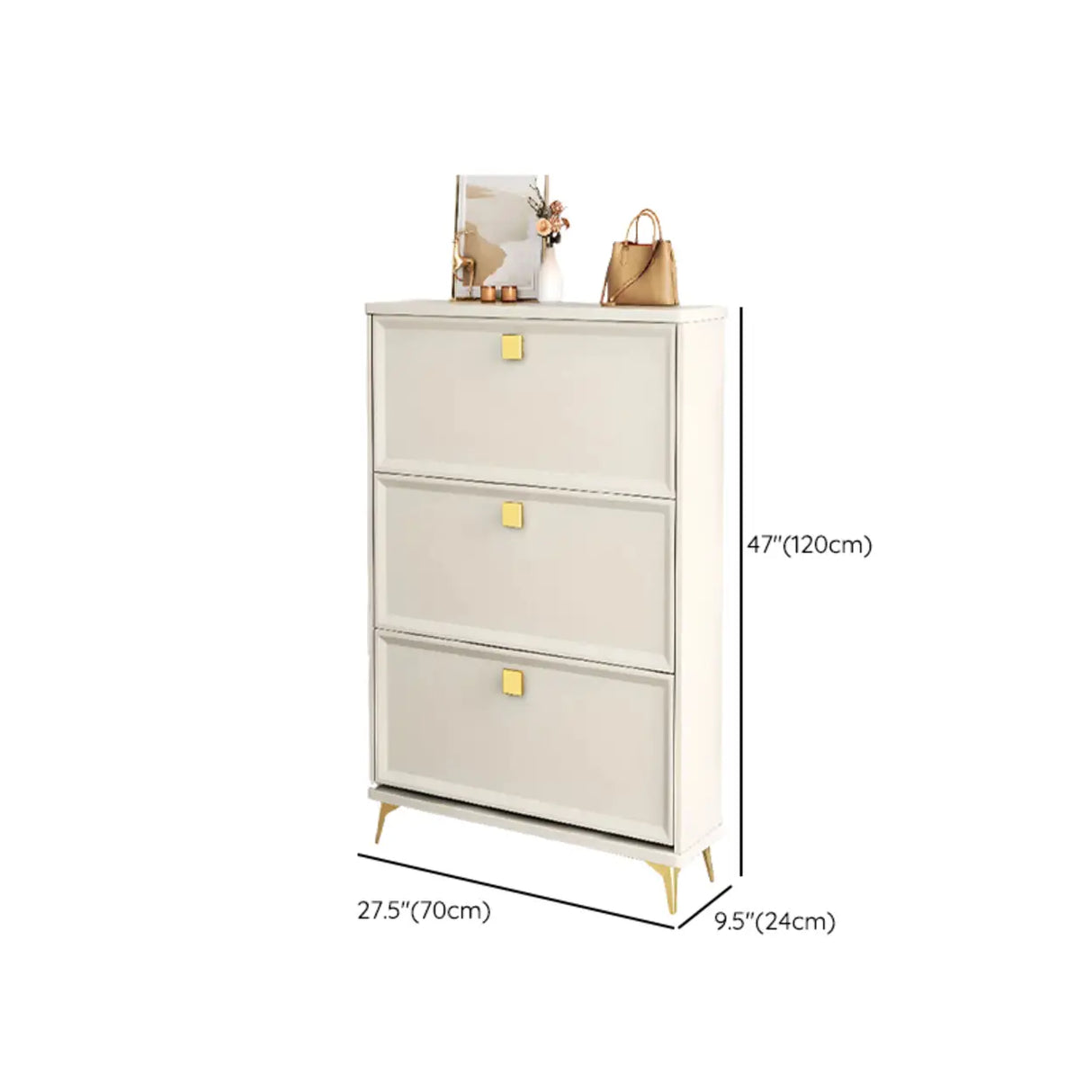 Modern Vertical Wood Hallway White Large Shoe Cabinet Image - 22