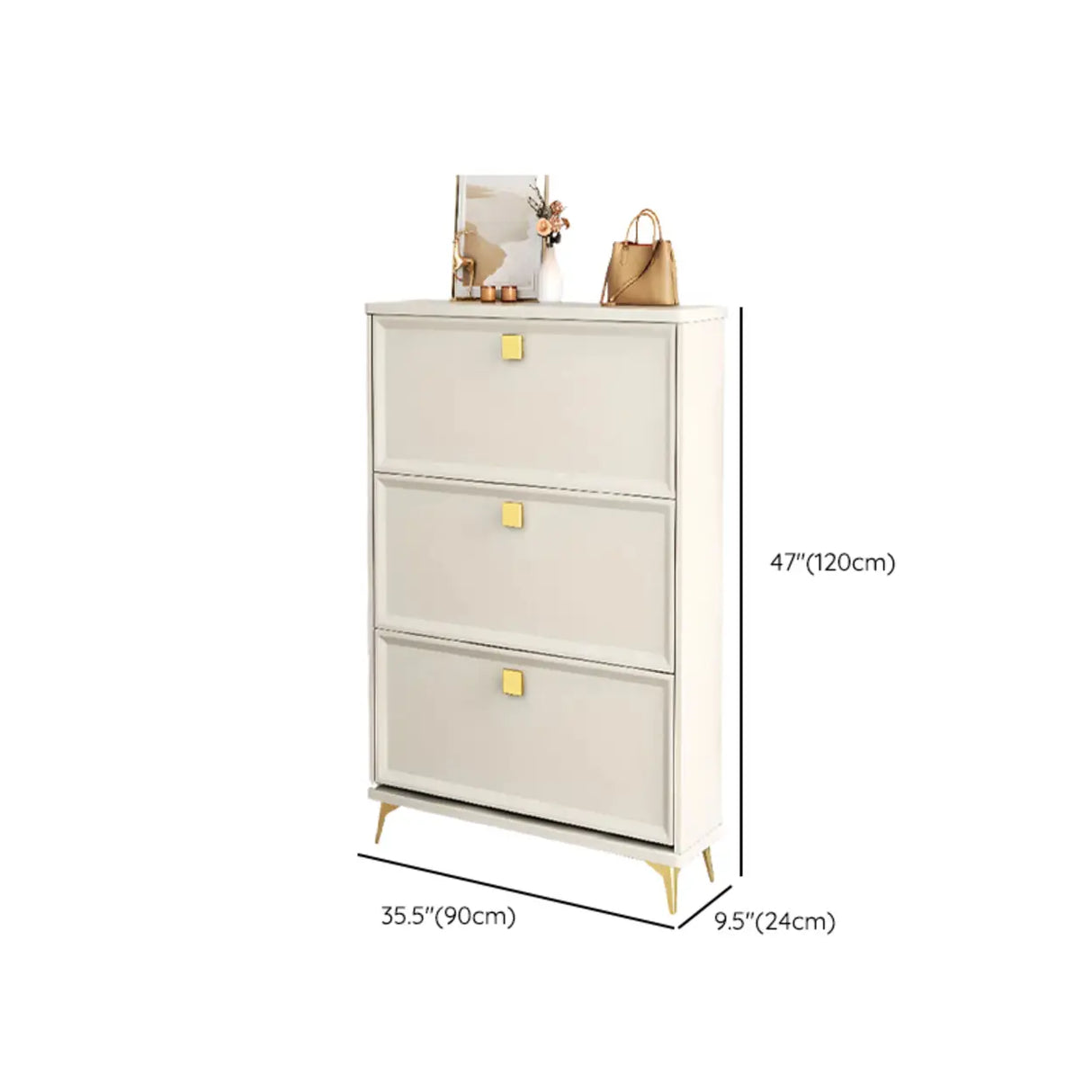 Modern Vertical Wood Hallway White Large Shoe Cabinet Image - 24