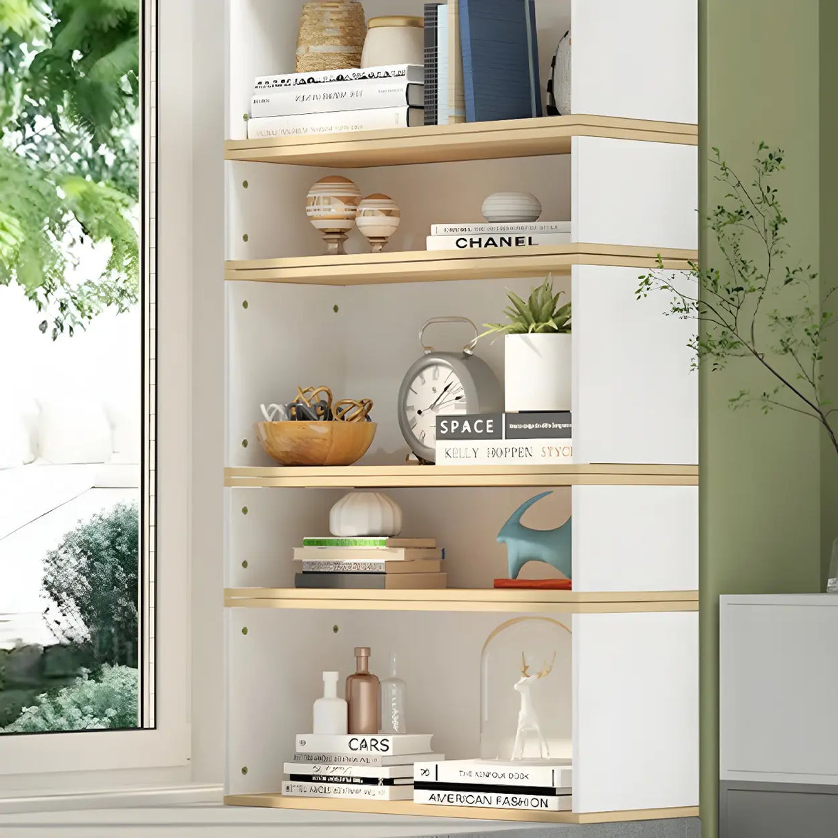 Modern Vibrant Rectangular Wooden Modular Bookcase Image - 23