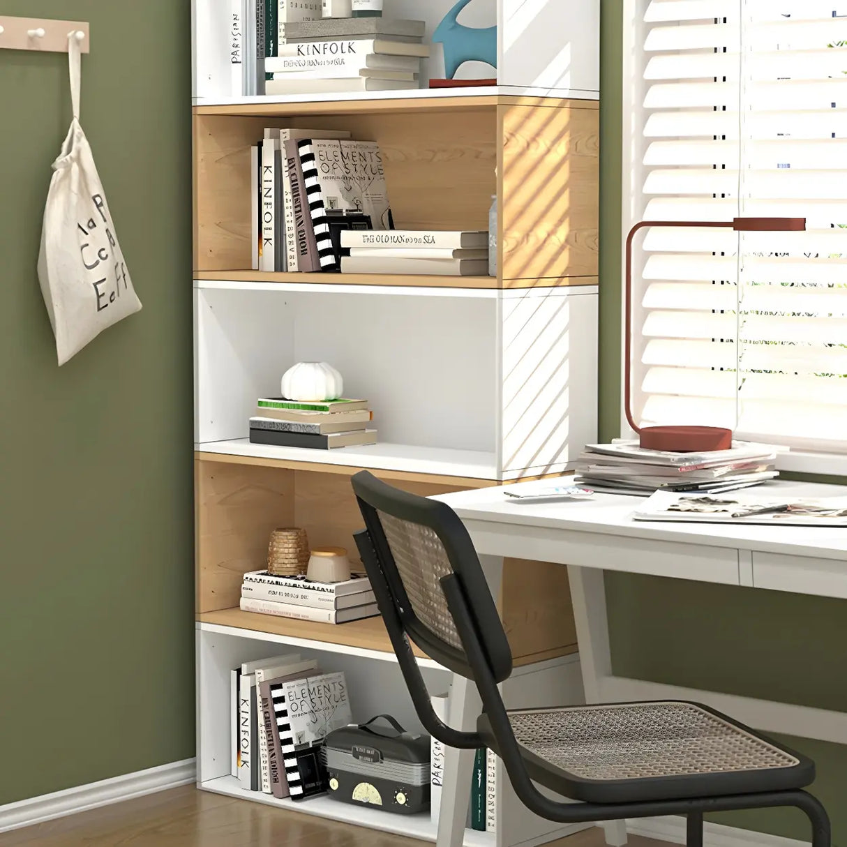 Modern Vibrant Rectangular Wooden Modular Bookcase Image - 27