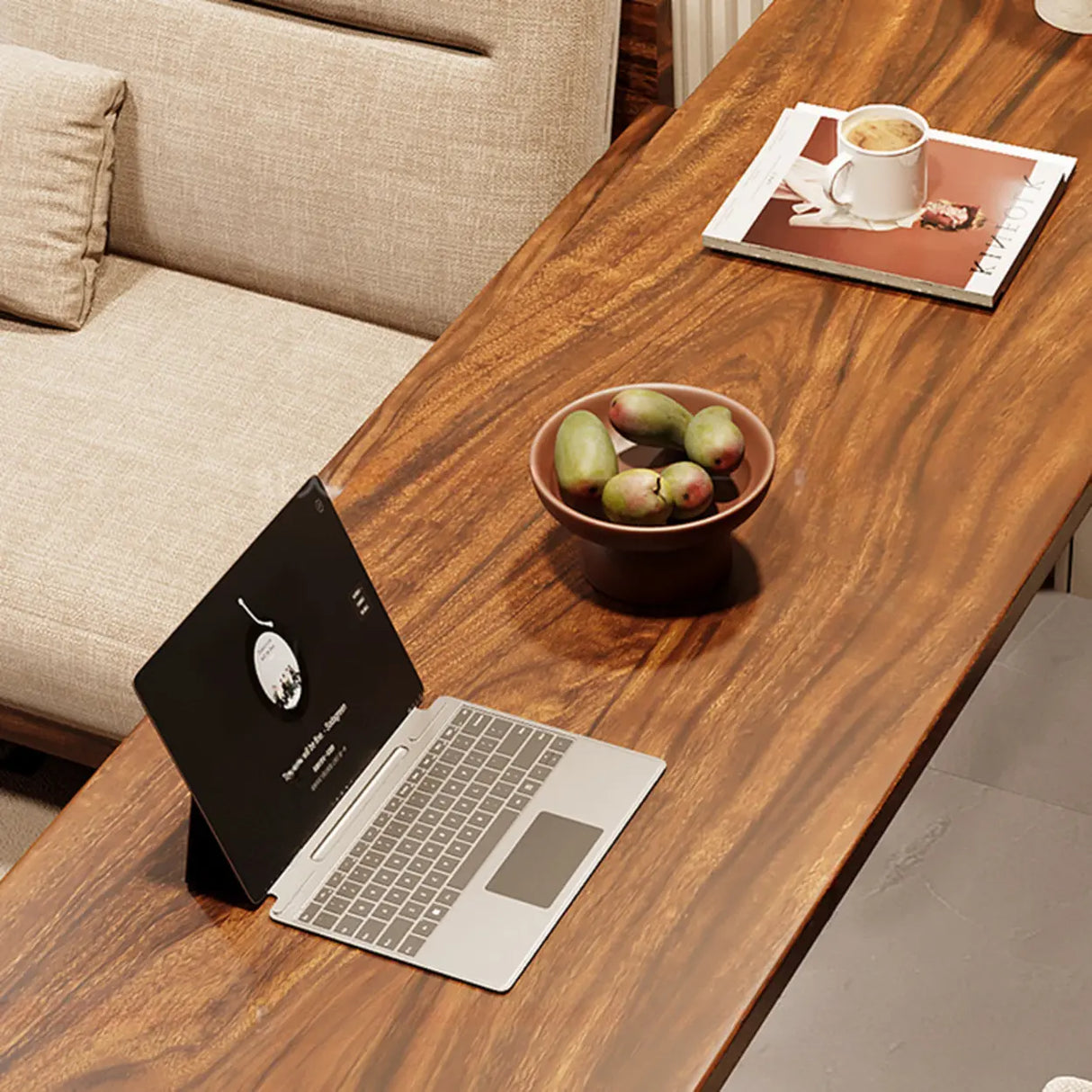 Modern Walnut Bar Table Set with Stools for Living Room Image - 9