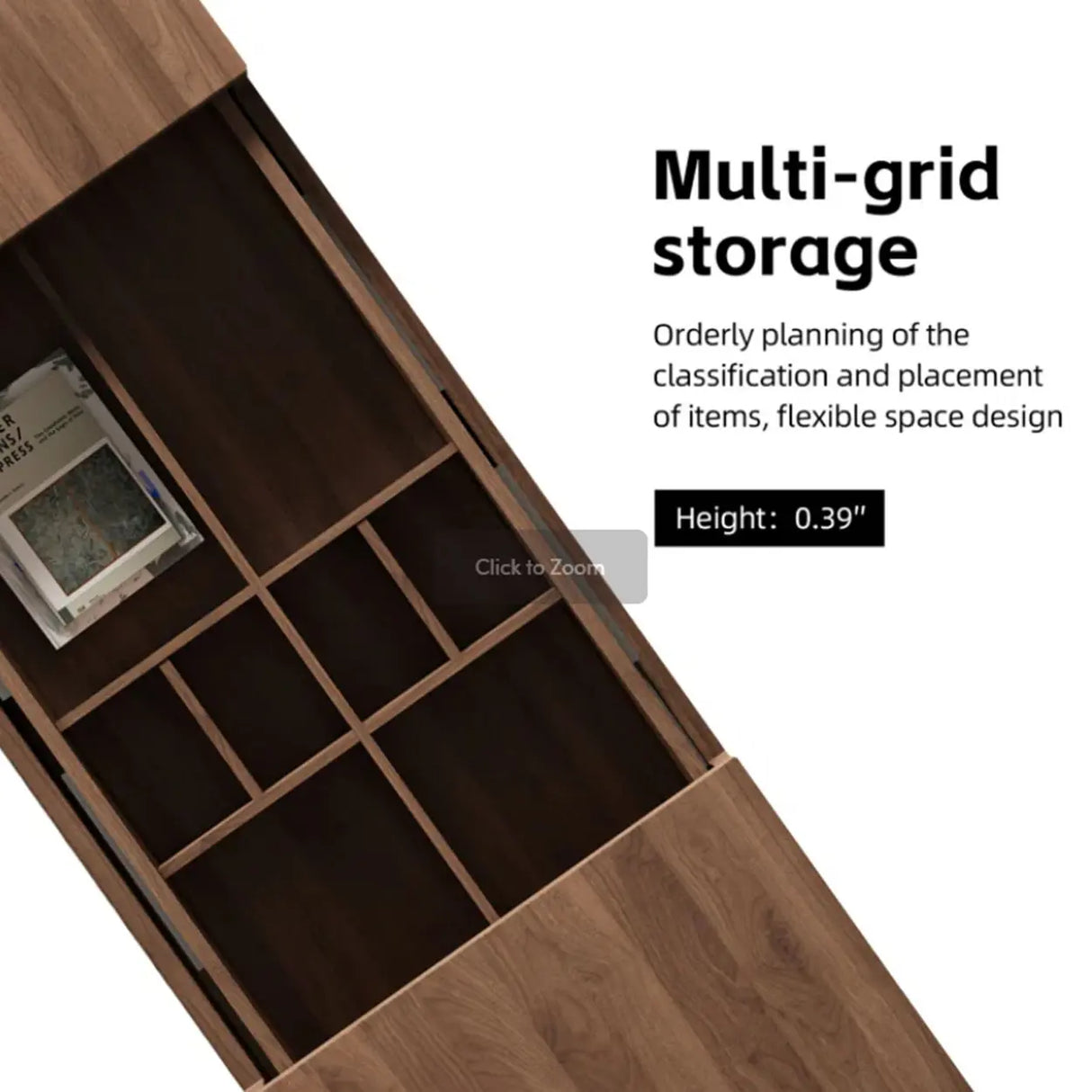 Modern Walnut Extendable Wood Coffee Table with Hidden Storage Image - 5
