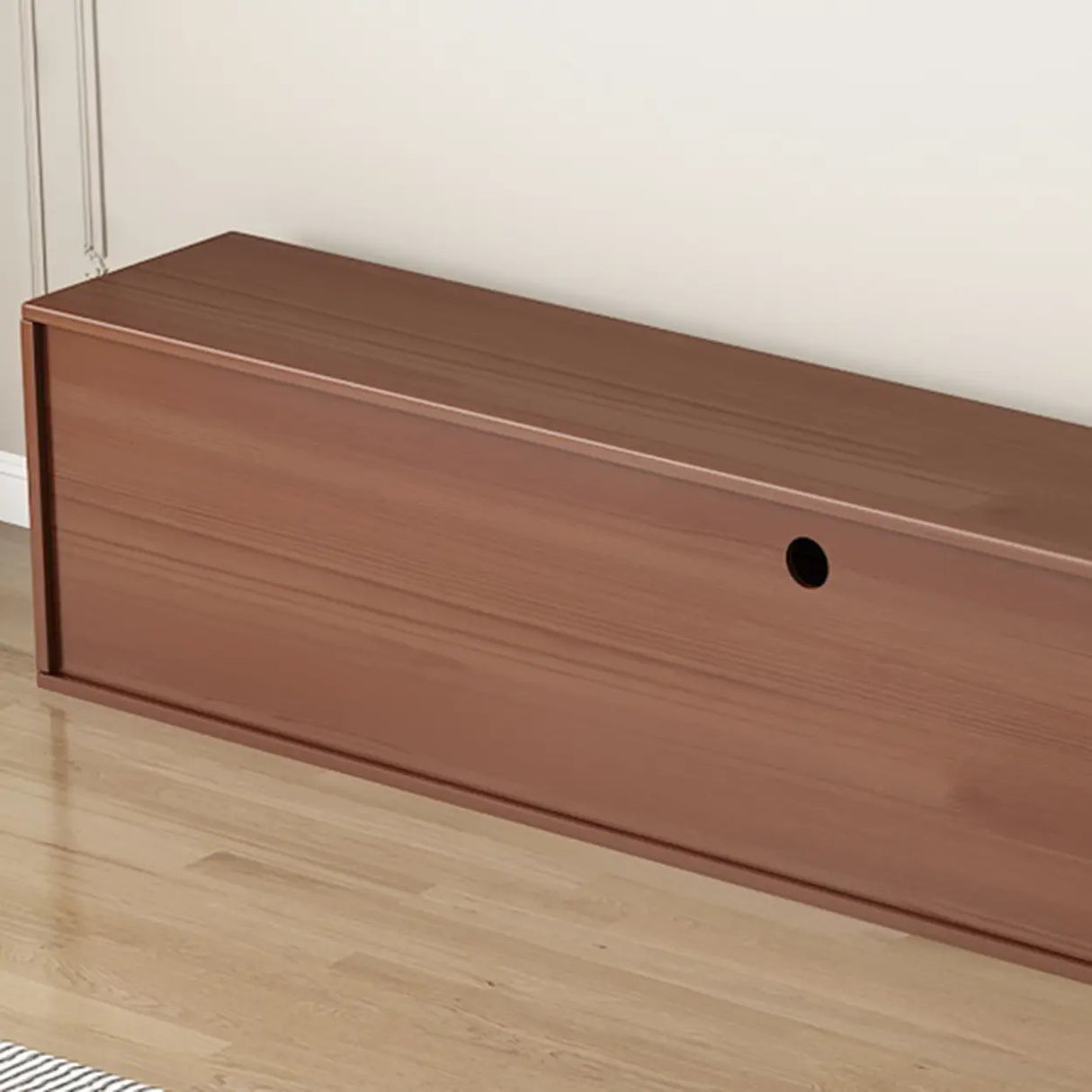 Modern Walnut Wood TV Stand with Storage Cabinet Image - 9