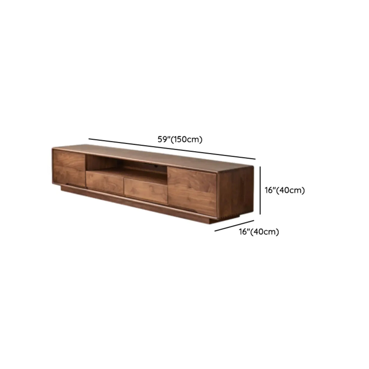 Modern Walnut Wood TV Stand with Storage Cabinets Image - 13