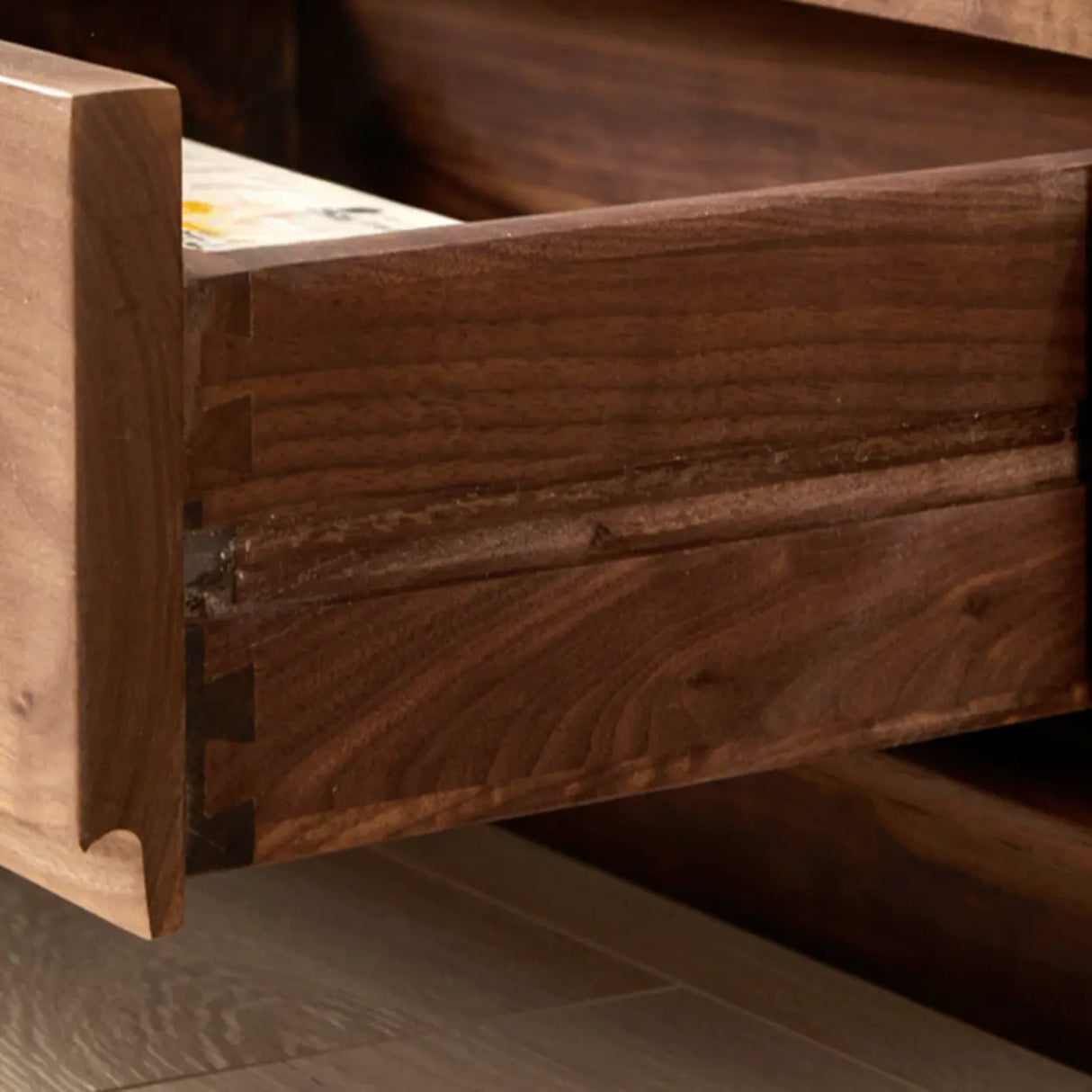 Modern Walnut Wood TV Stand with Storage Cabinets Image - 9