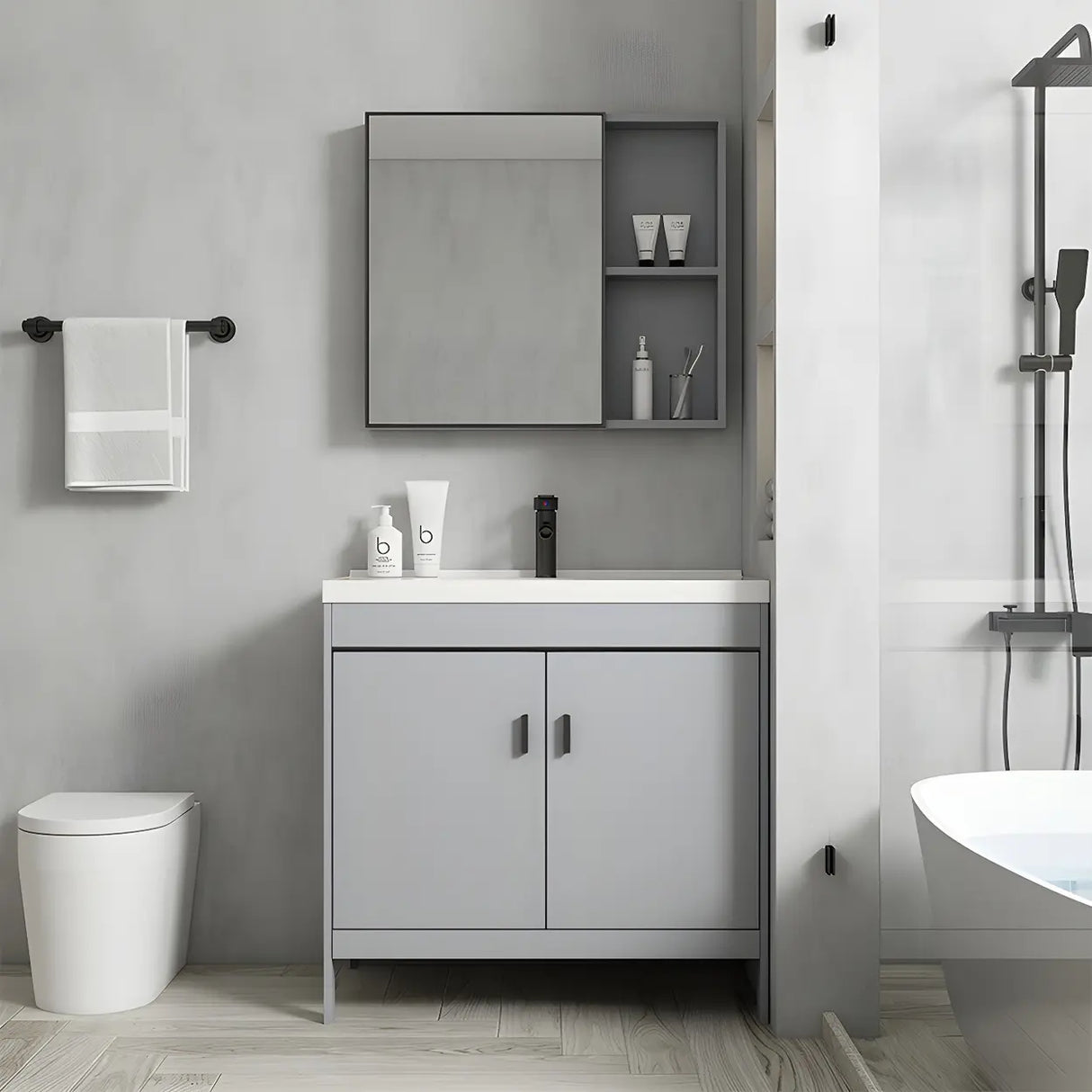 Modern Warp Resistant Freestanding Storage Bath Sink Vanity Image - 1
