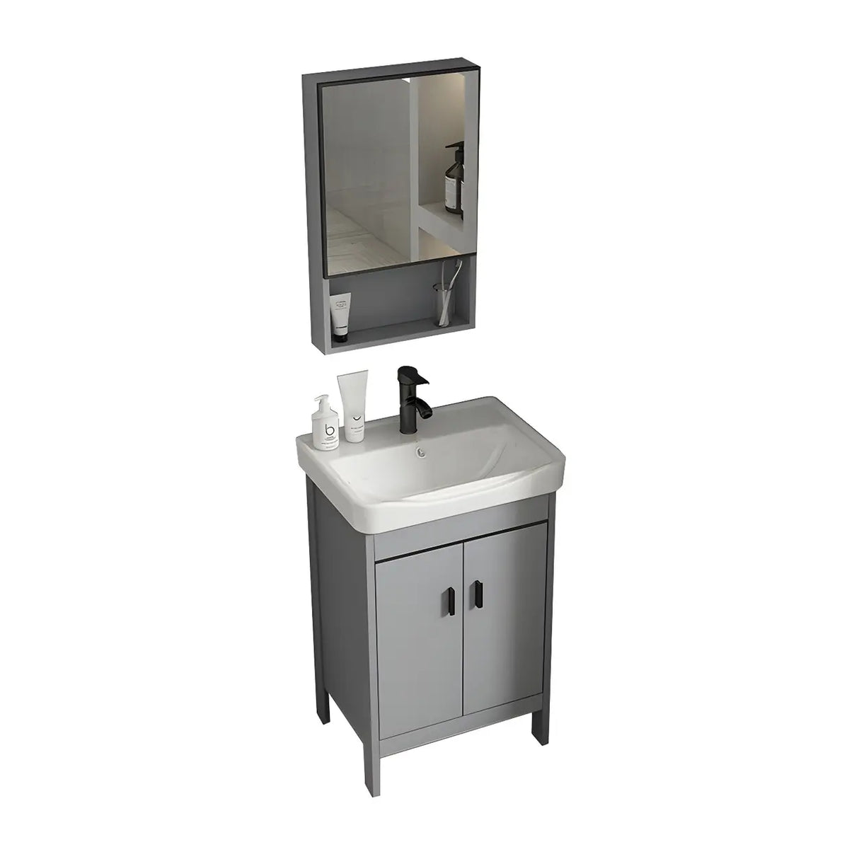 Modern Warp Resistant Freestanding Storage Bath Sink Vanity Image - 12