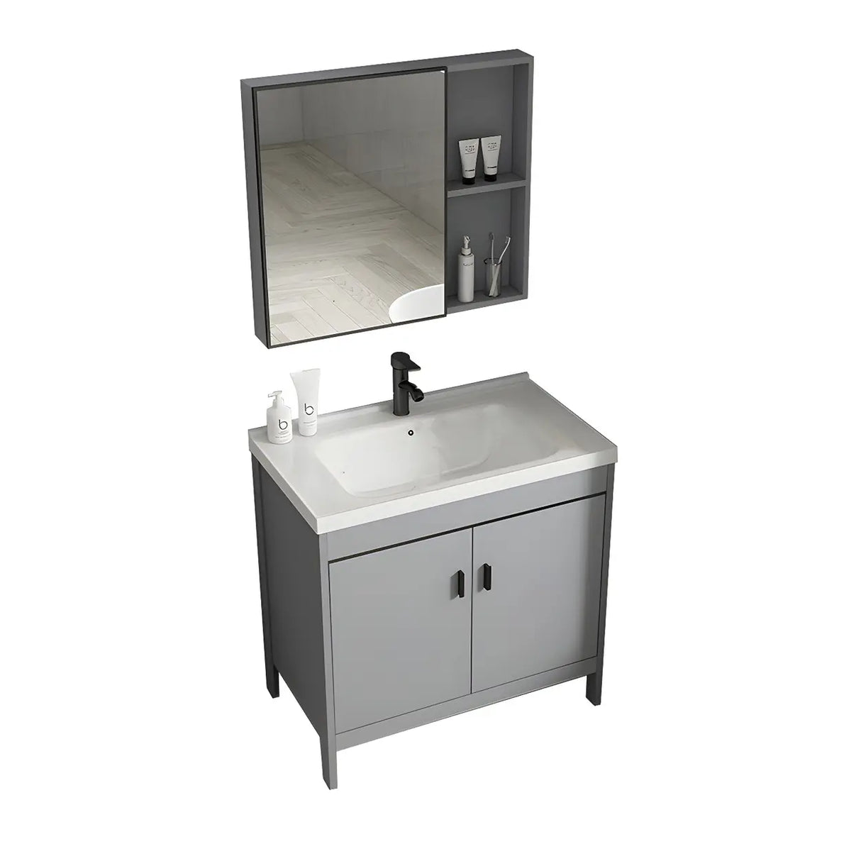 Modern Warp Resistant Freestanding Storage Bath Sink Vanity Image - 16