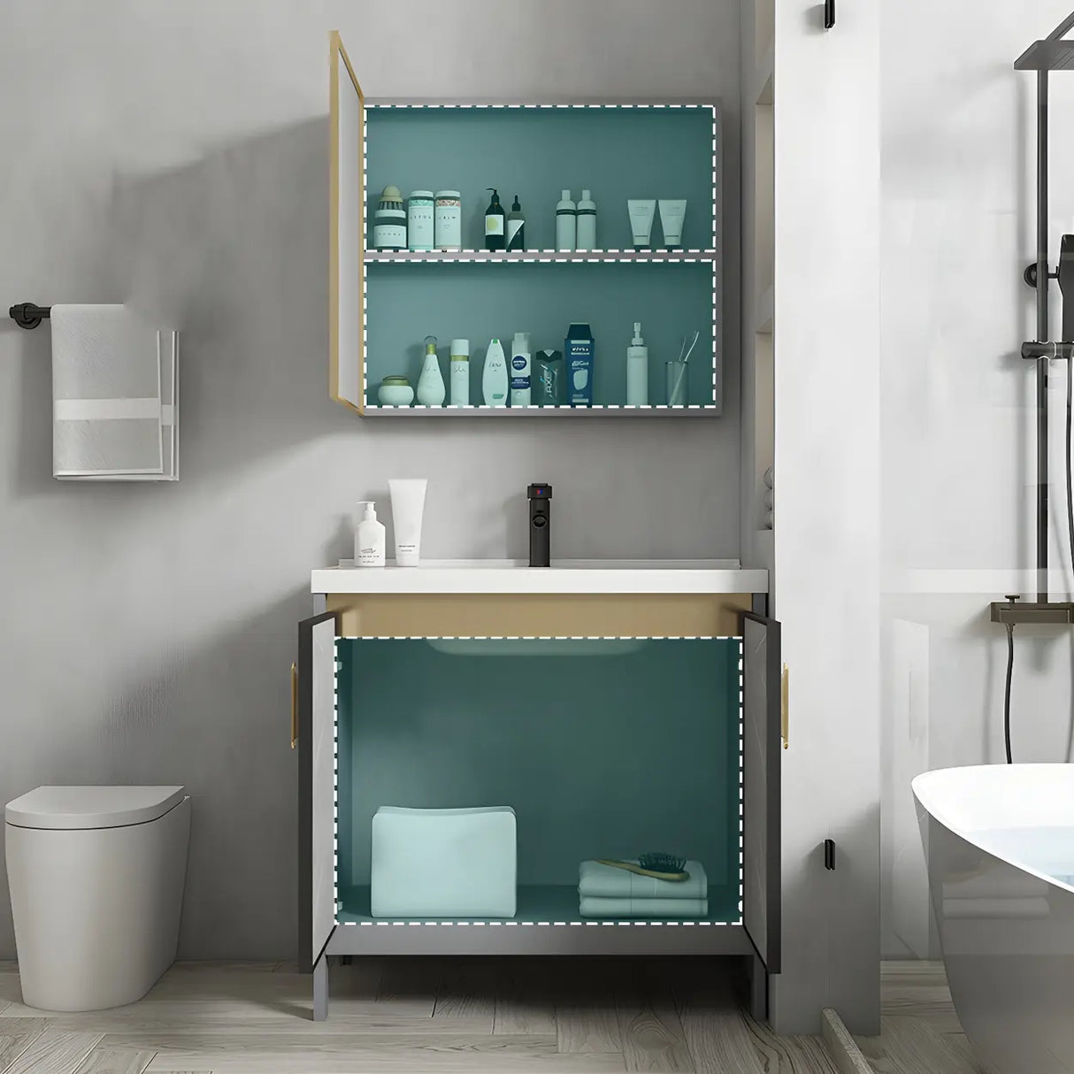 Modern Warp Resistant Freestanding Storage Bath Sink Vanity Image - 3
