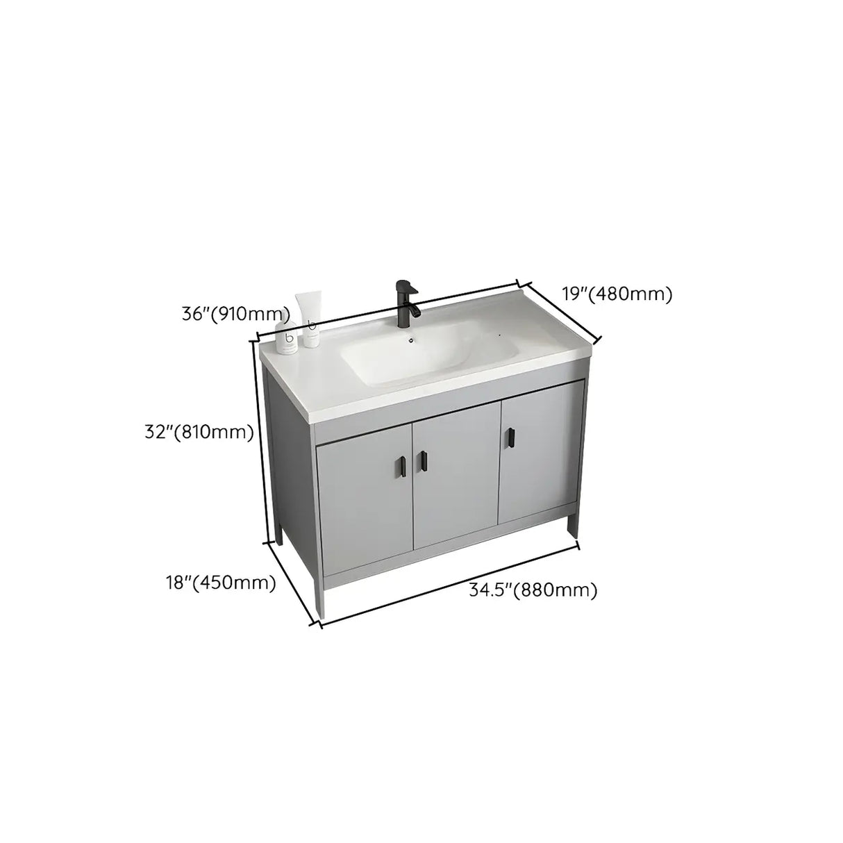 Modern Warp Resistant Freestanding Storage Bath Sink Vanity Image - 31