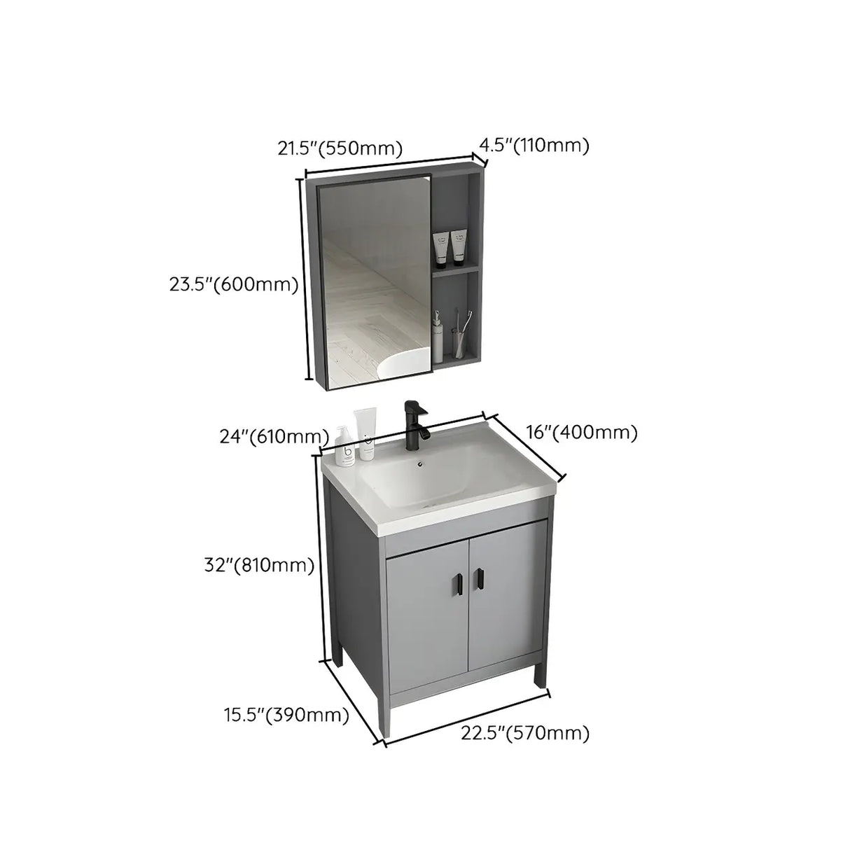 Modern Warp Resistant Freestanding Storage Bath Sink Vanity Image - 39