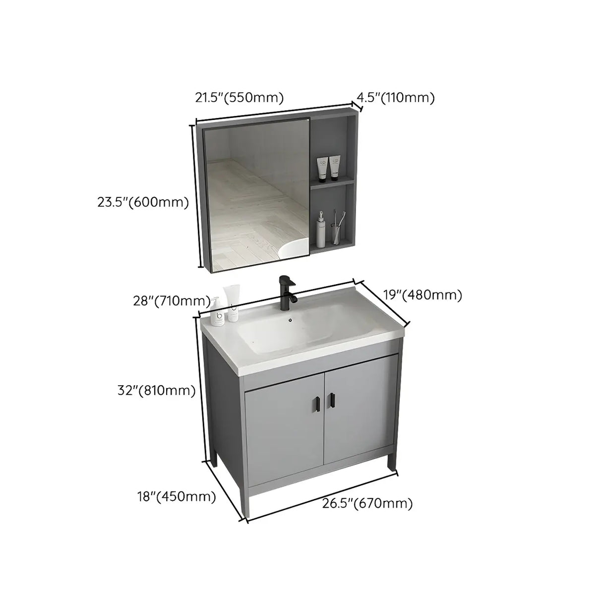 Modern Warp Resistant Freestanding Storage Bath Sink Vanity Image - 40