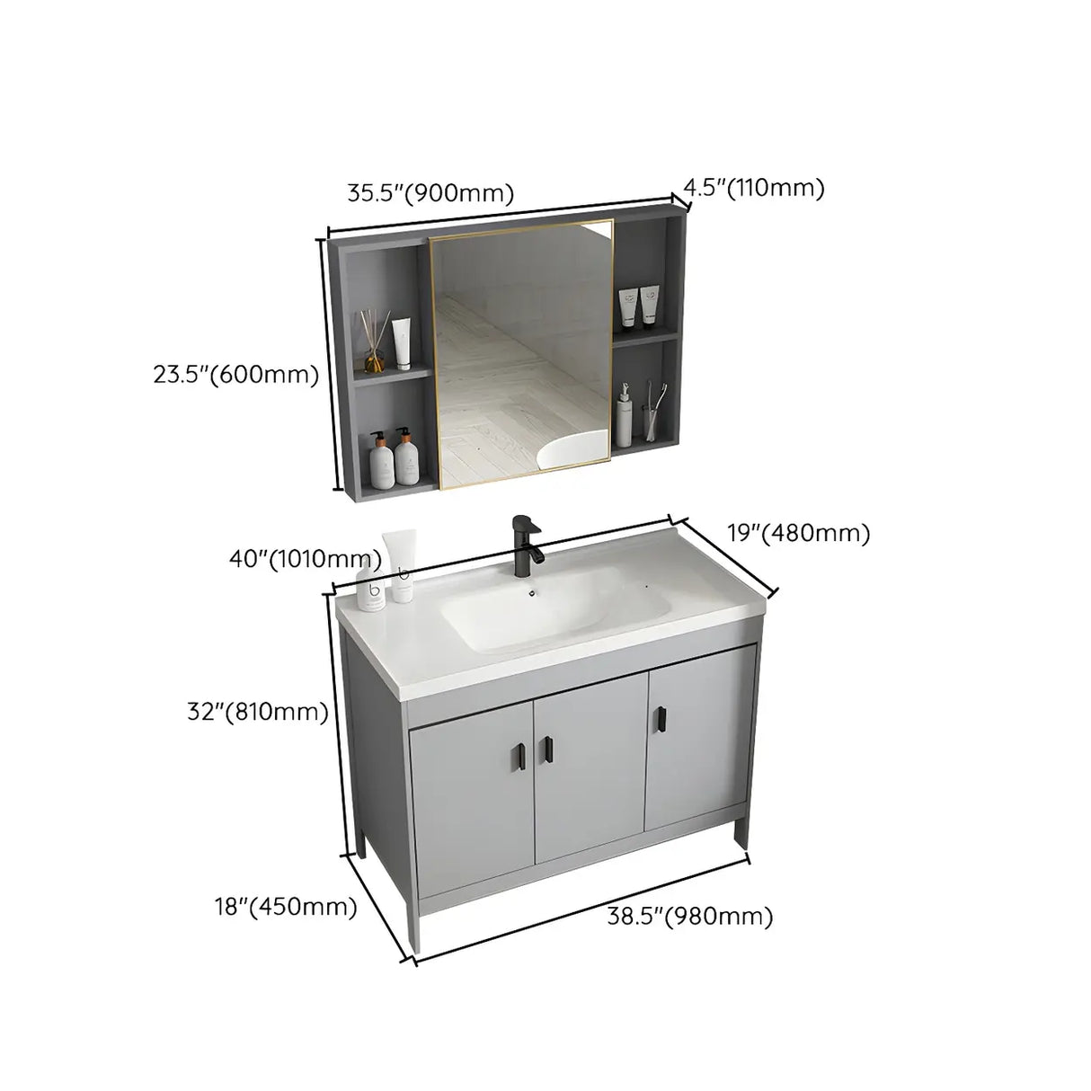 Modern Warp Resistant Freestanding Storage Bath Sink Vanity Image - 43