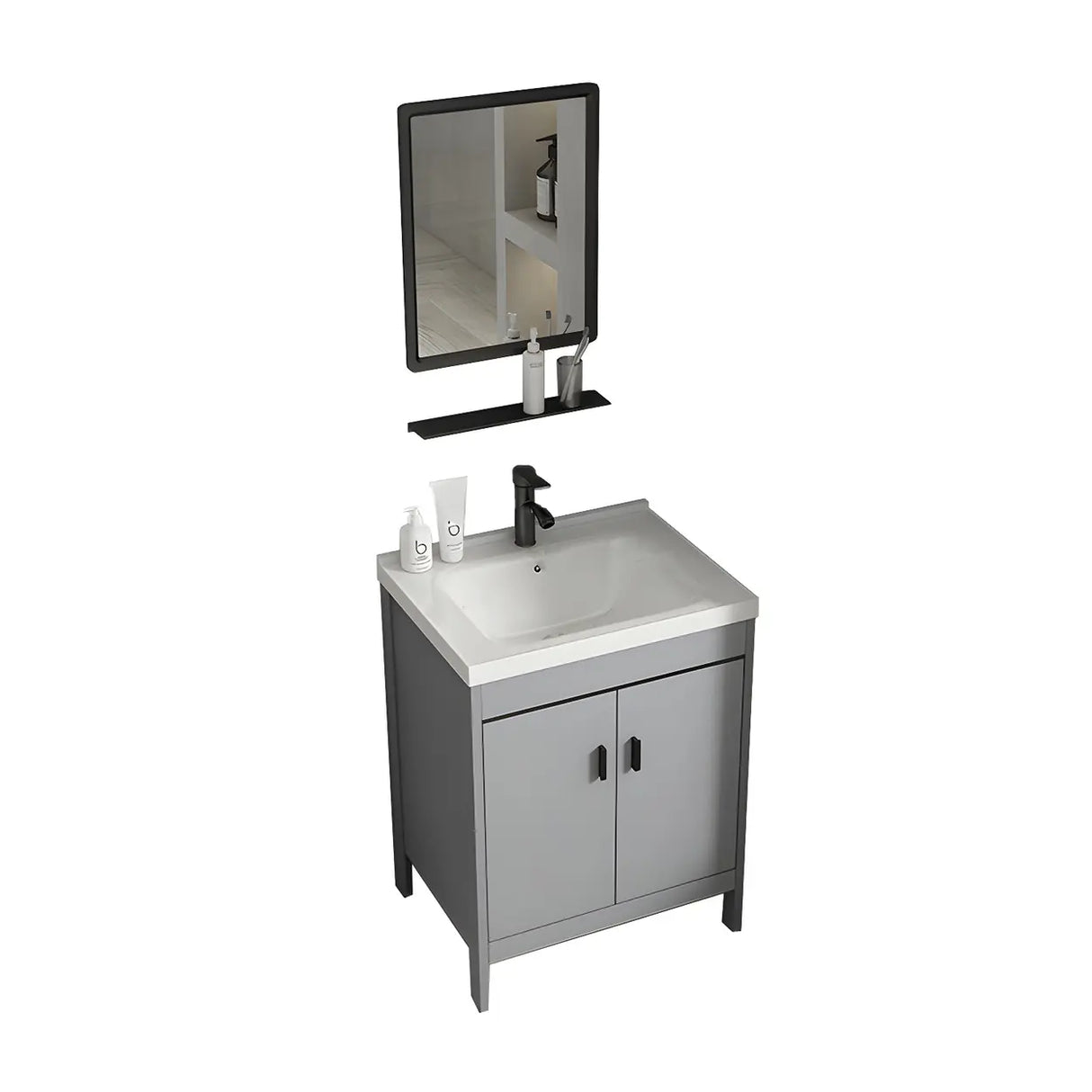 Modern Warp Resistant Freestanding Storage Bath Sink Vanity Image - 5