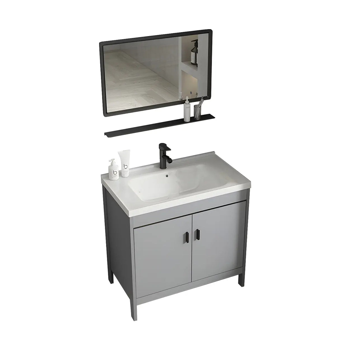 Modern Warp Resistant Freestanding Storage Bath Sink Vanity Image - 8