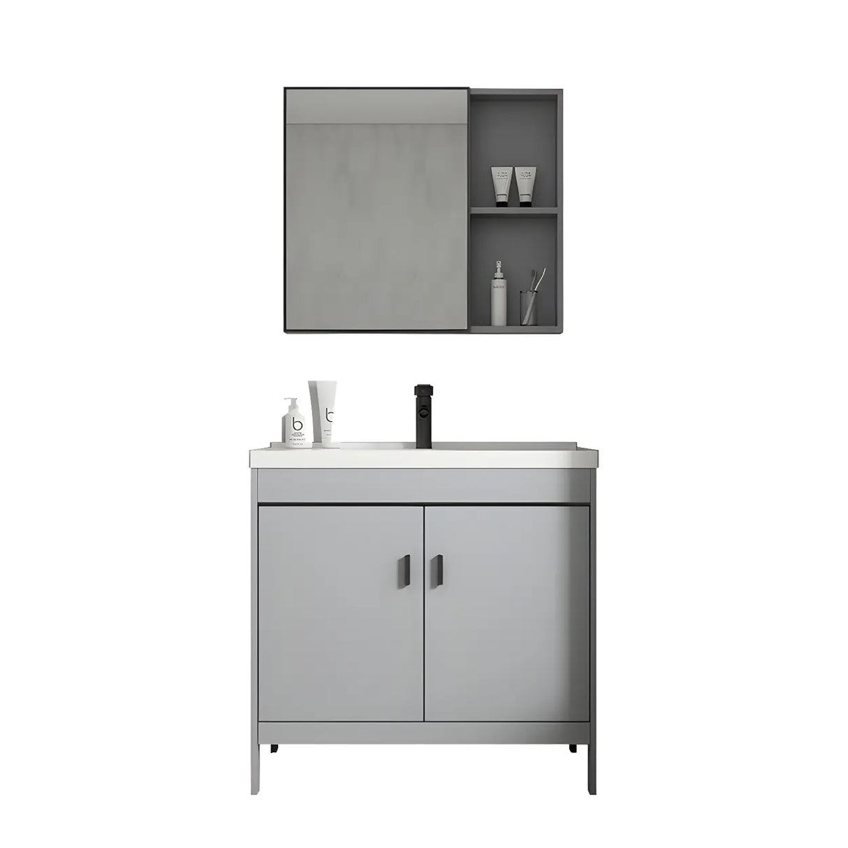 Modern Warp Resistant Freestanding Storage Bath Sink Vanity Image - 9