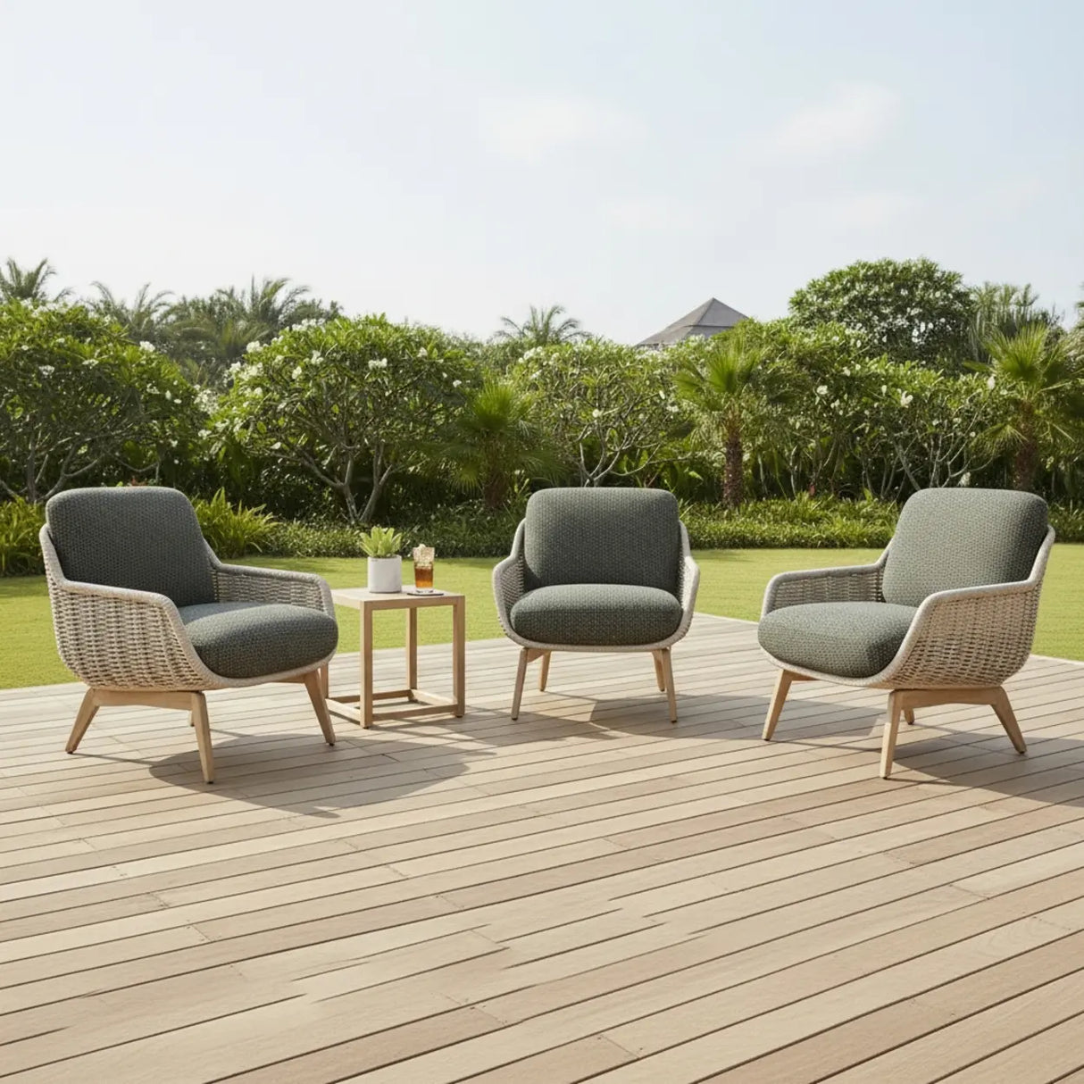 Modern Waterproof Outdoor Woven Lounge Chair Patio Sofa Image - 2