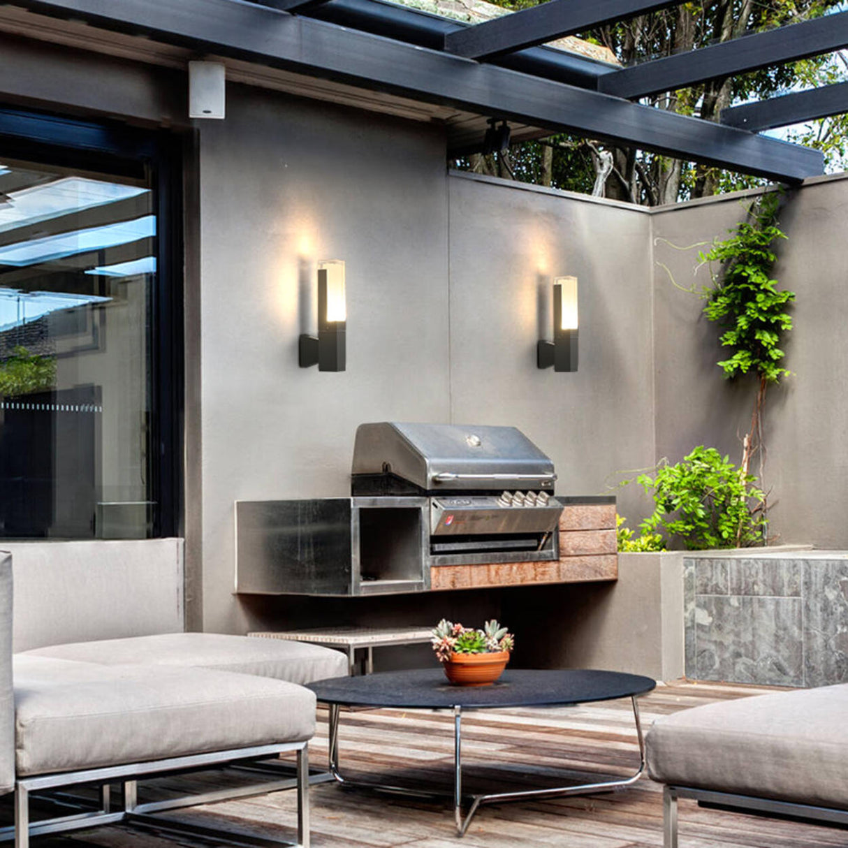 Modern Waterproof Rectangular Outdoor Wall Sconce Image - 6