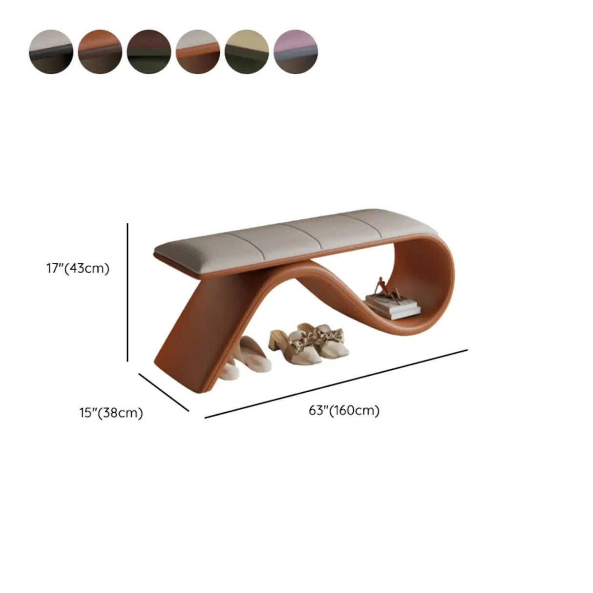 Modern Wave Bench with Cushioned Seat and Storage Space Image - 12