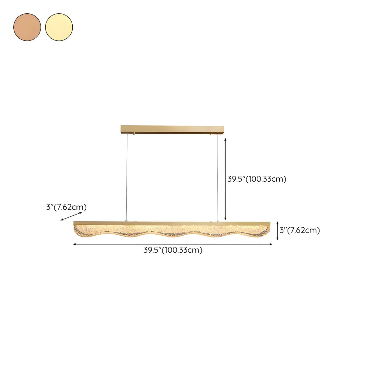 Modern Wave Gold LED Pendant Light Large Island Decor